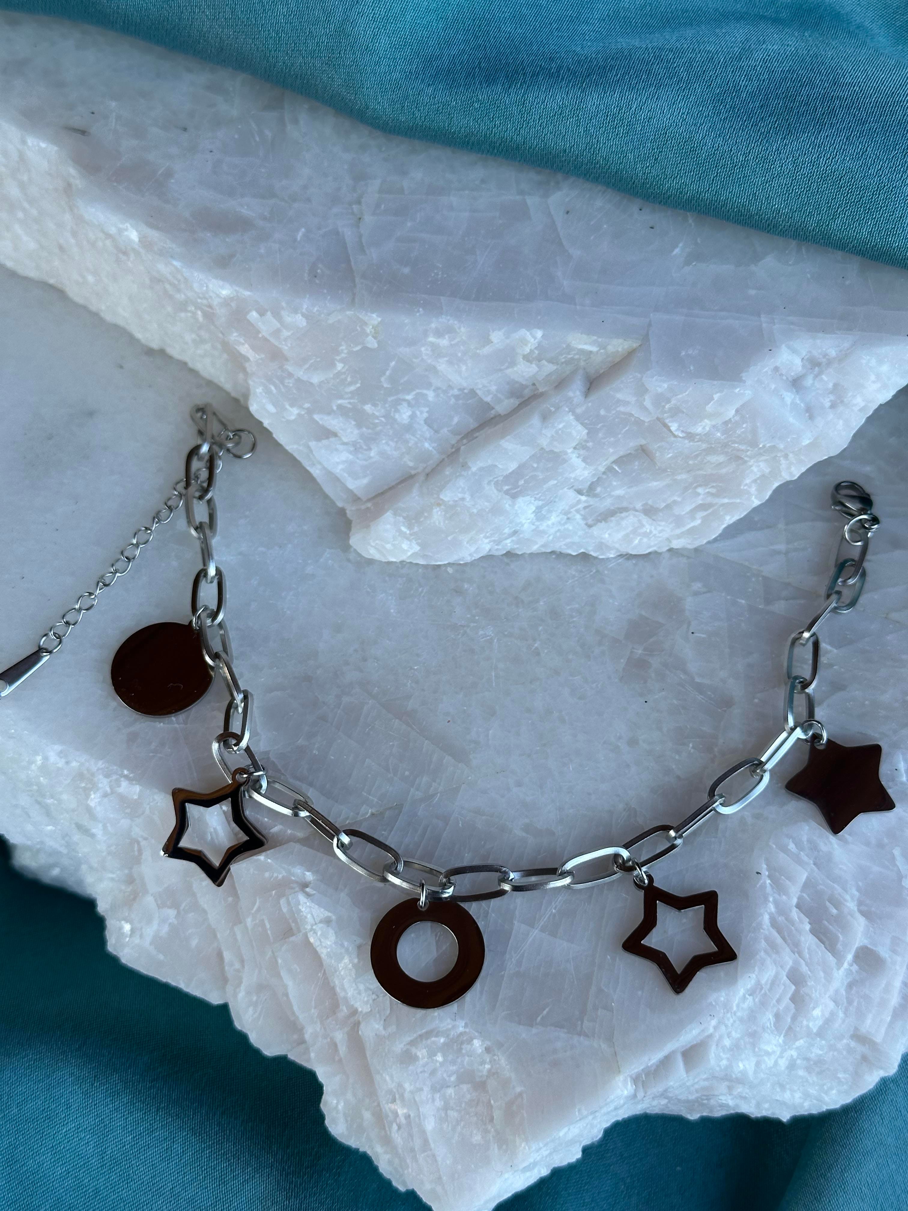 Çoklu Charm Model 316L Çelik Halhal Silver