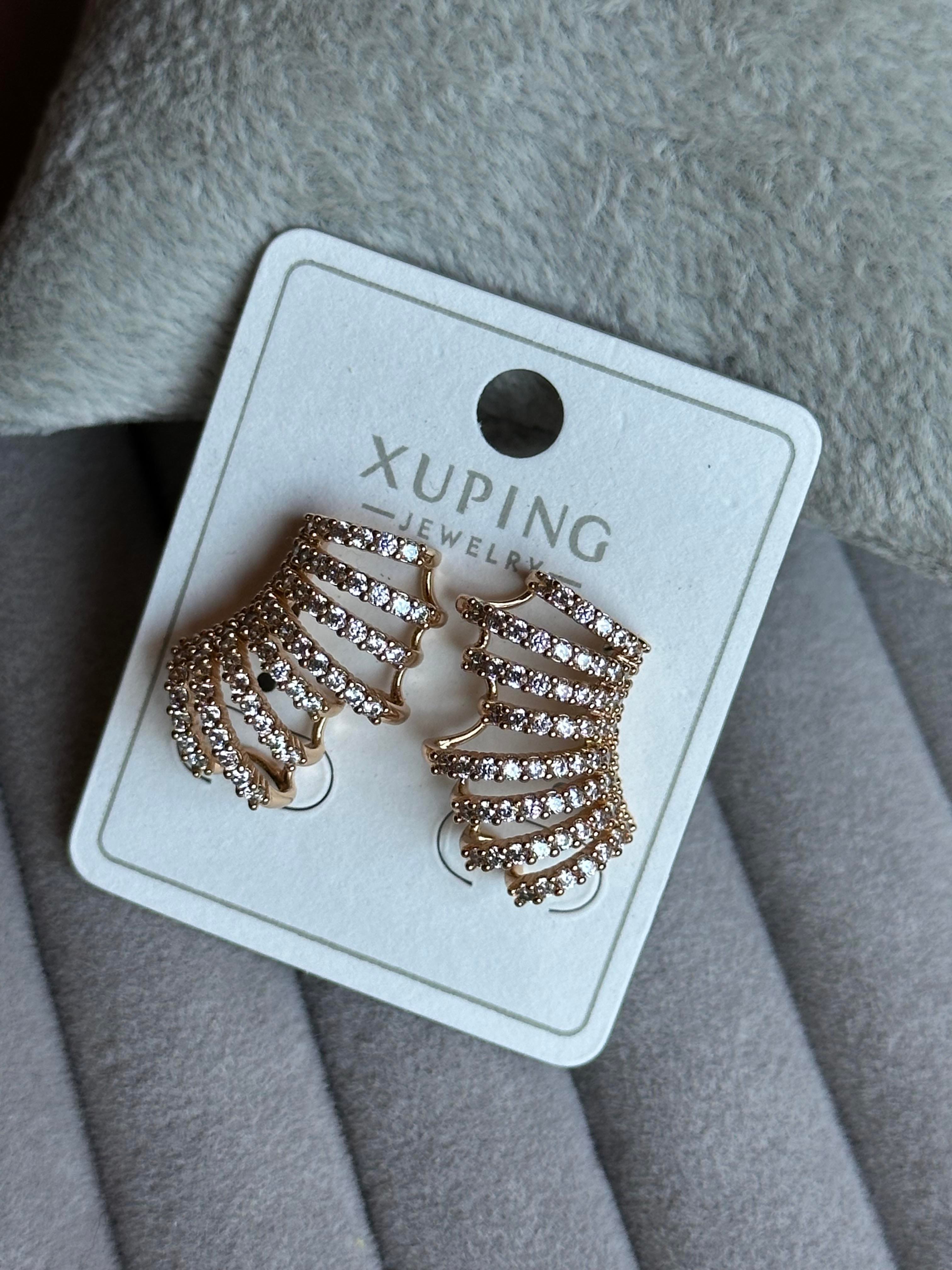 Full Zirkon Taş İşlemeli Çoklu Görünüm Model Xuping Küpe-Rose 