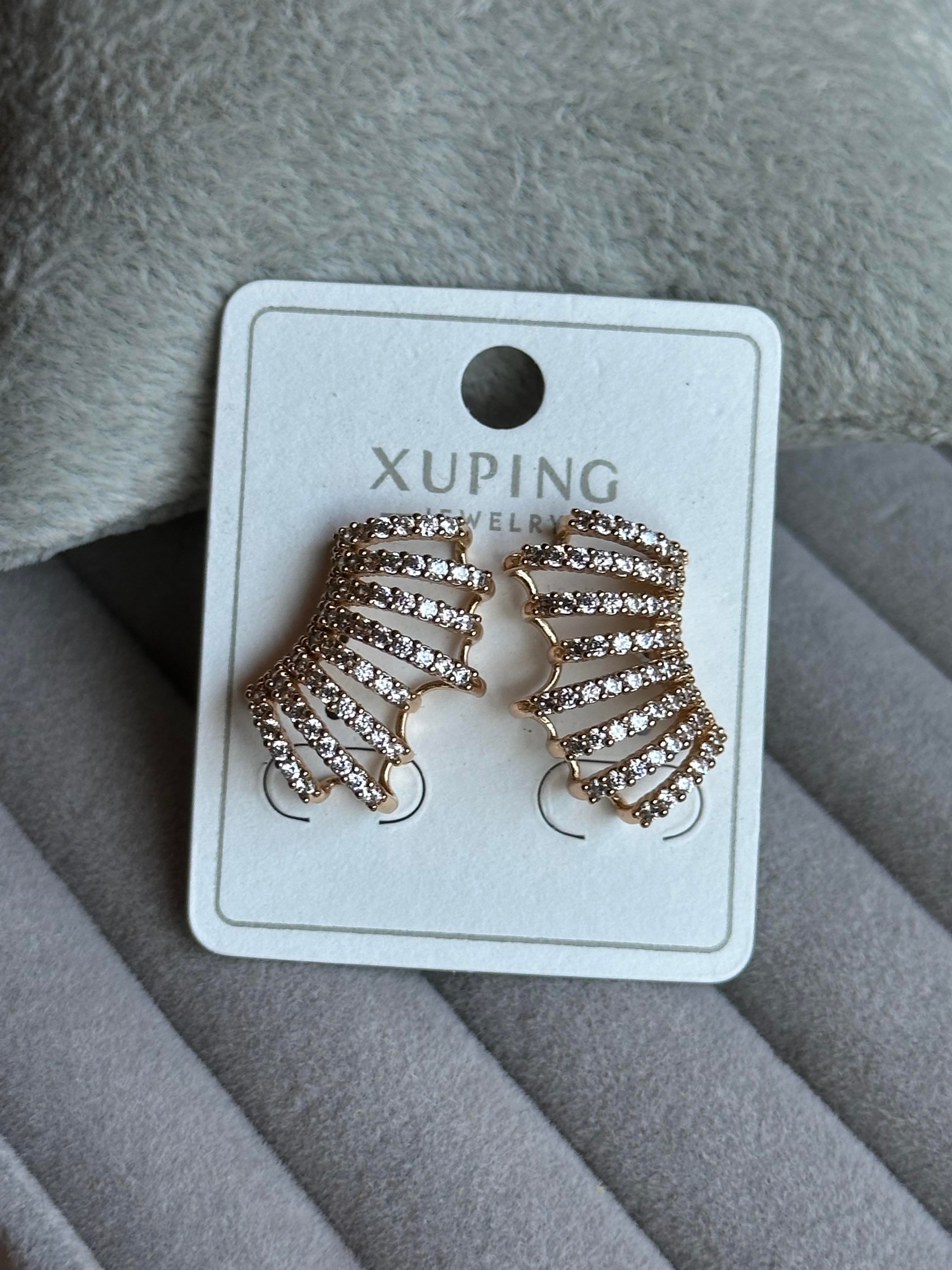 Full Zirkon Taş İşlemeli Çoklu Görünüm Model Xuping Küpe-Rose 