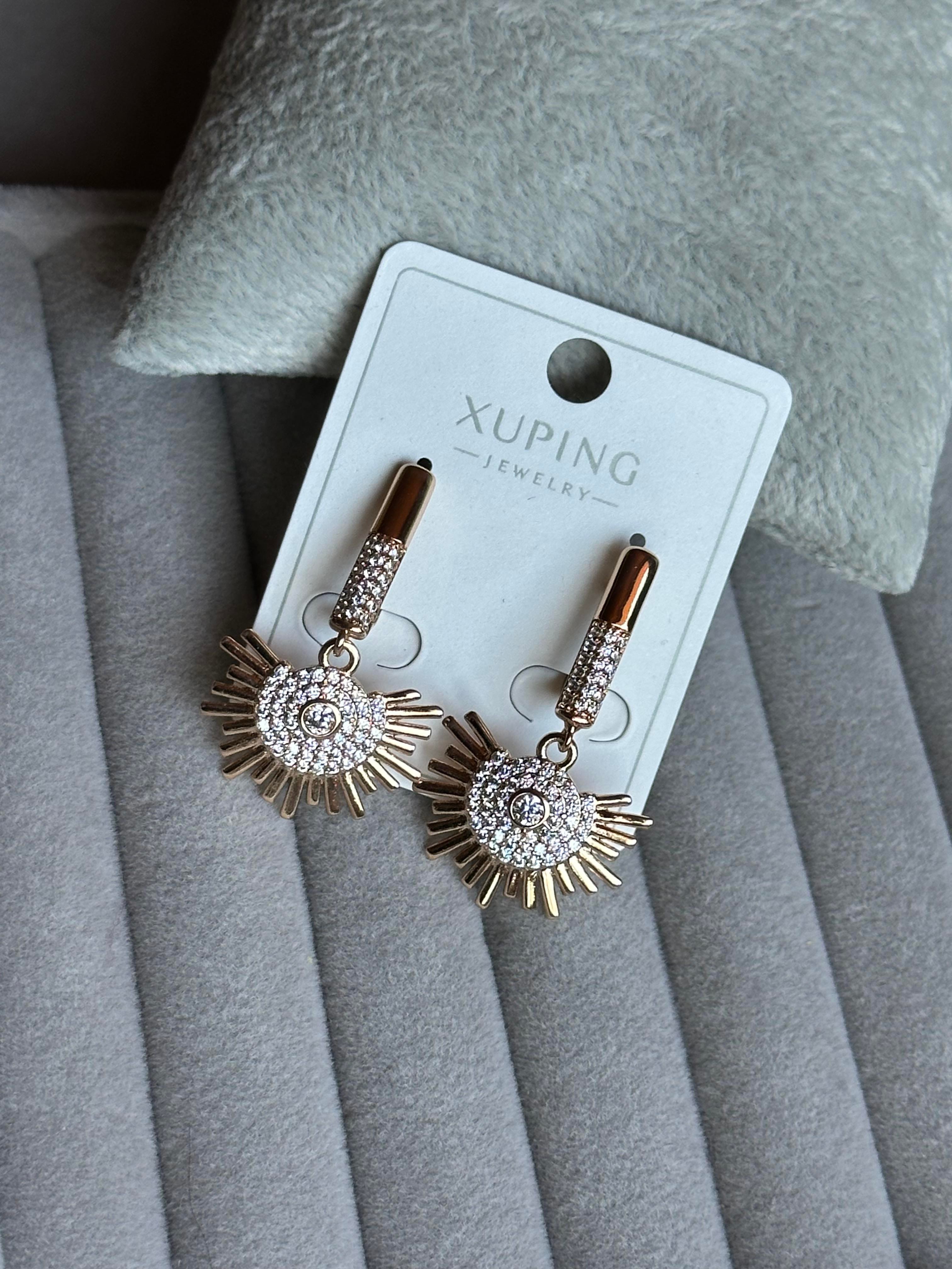 Full Zirkon Taş İşlemeli Güneş Model Xuping Küpe-Rose