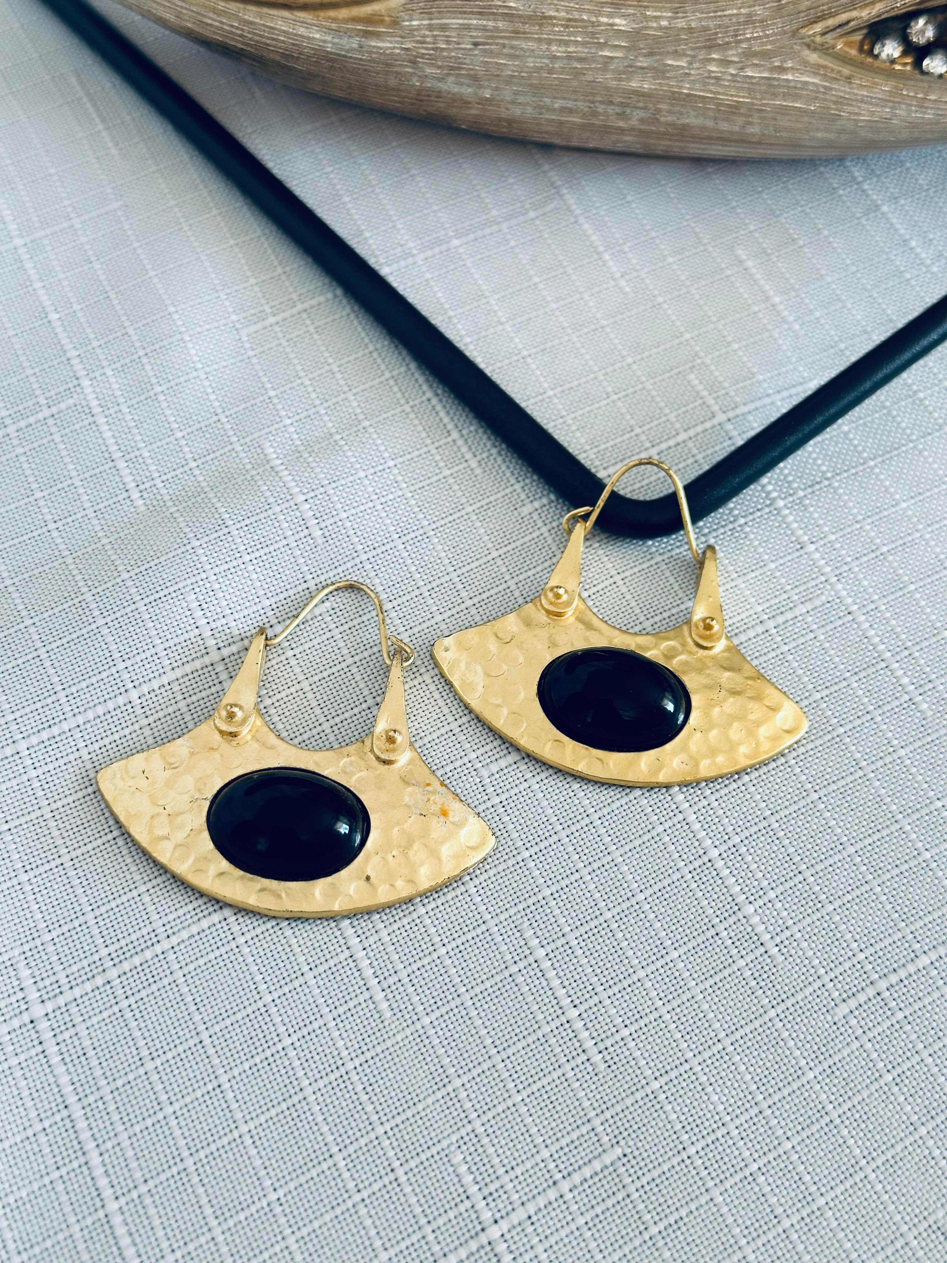 İncili Vintage Küpe-Siyah