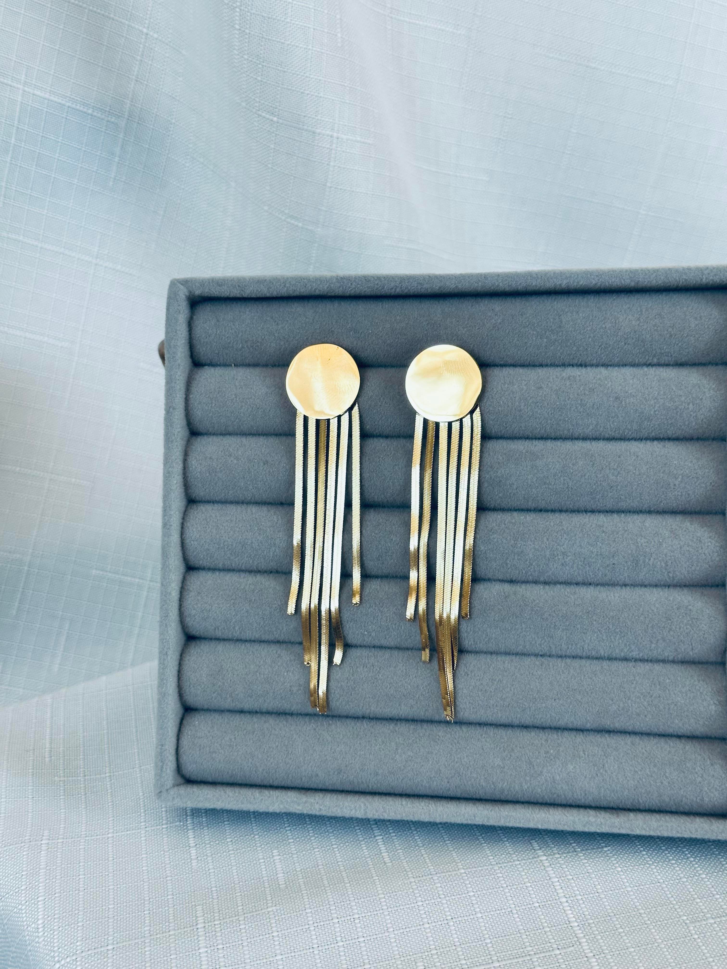 İtalyan Zincir Sallantılı Çelik Küpe Gold