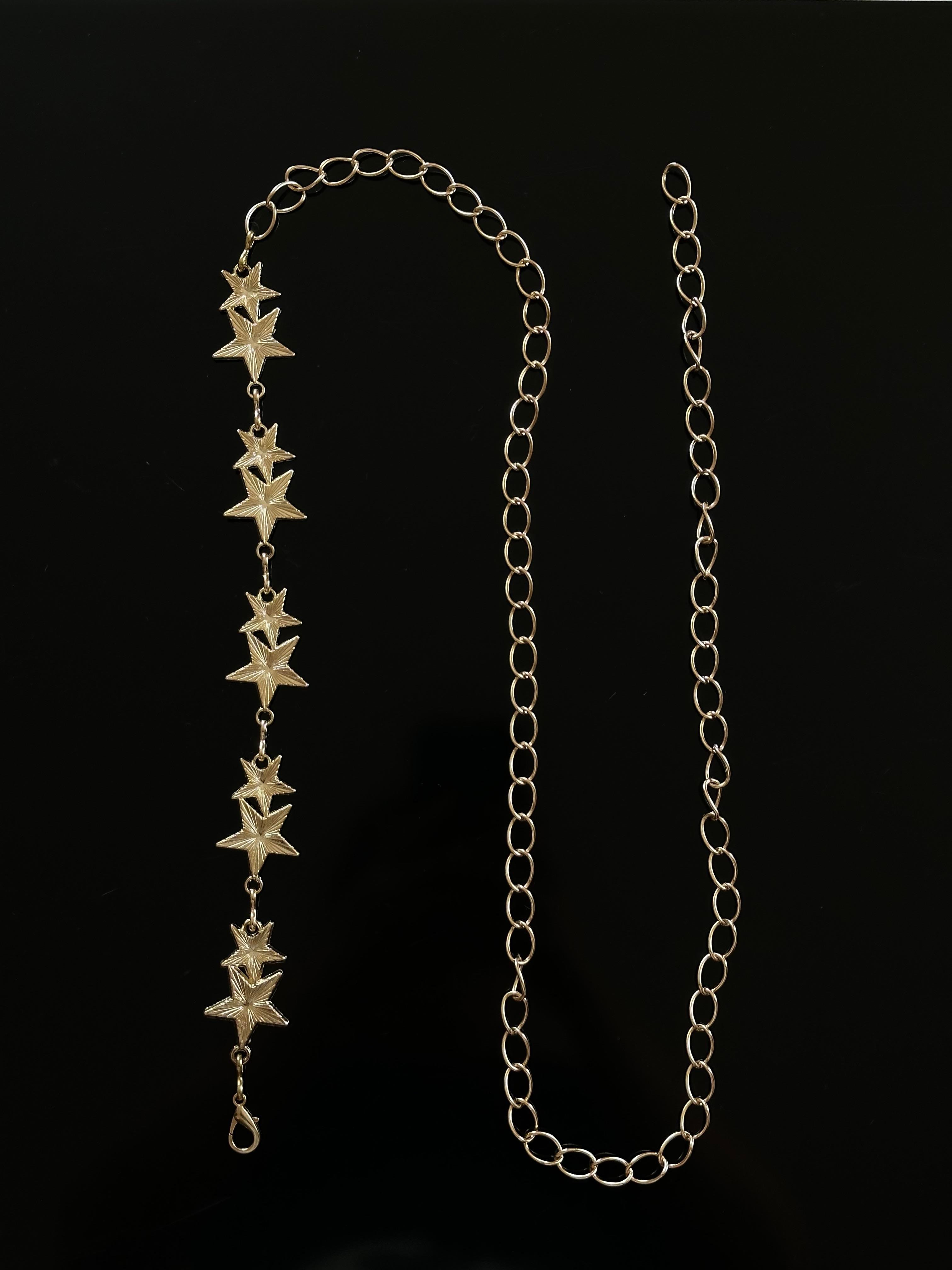Metal Kemer/Bel Zinciri 2li Yıldız Model Gold