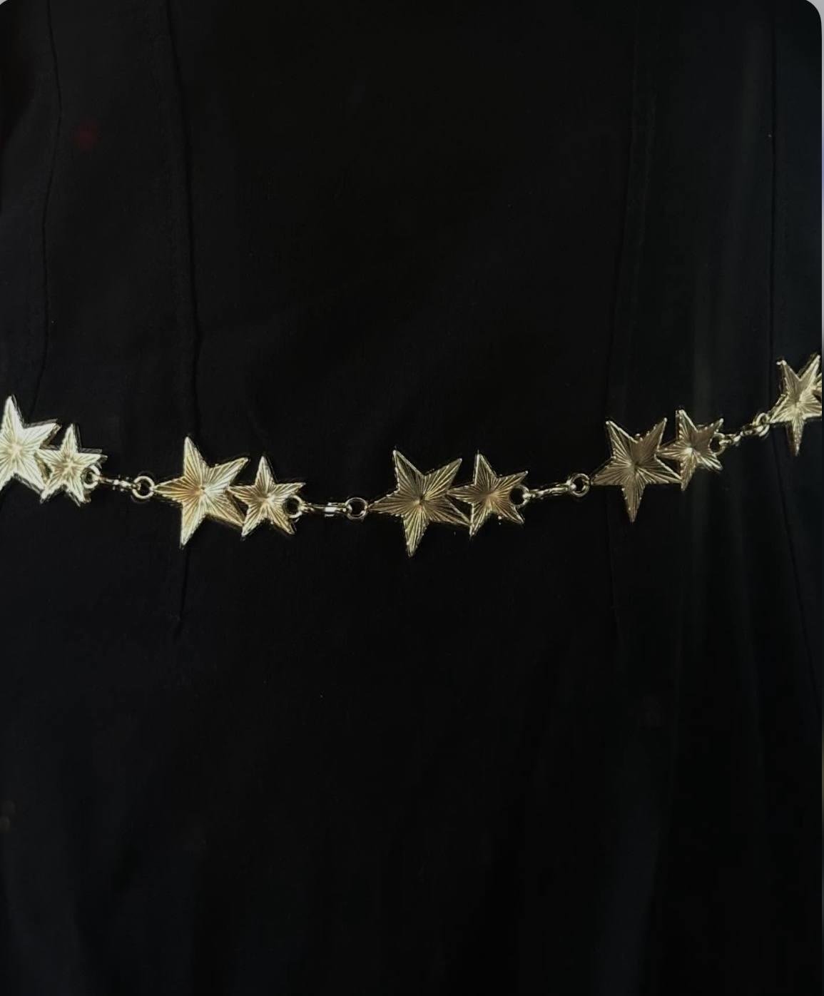 Metal Kemer/Bel Zinciri 2li Yıldız Model Gold