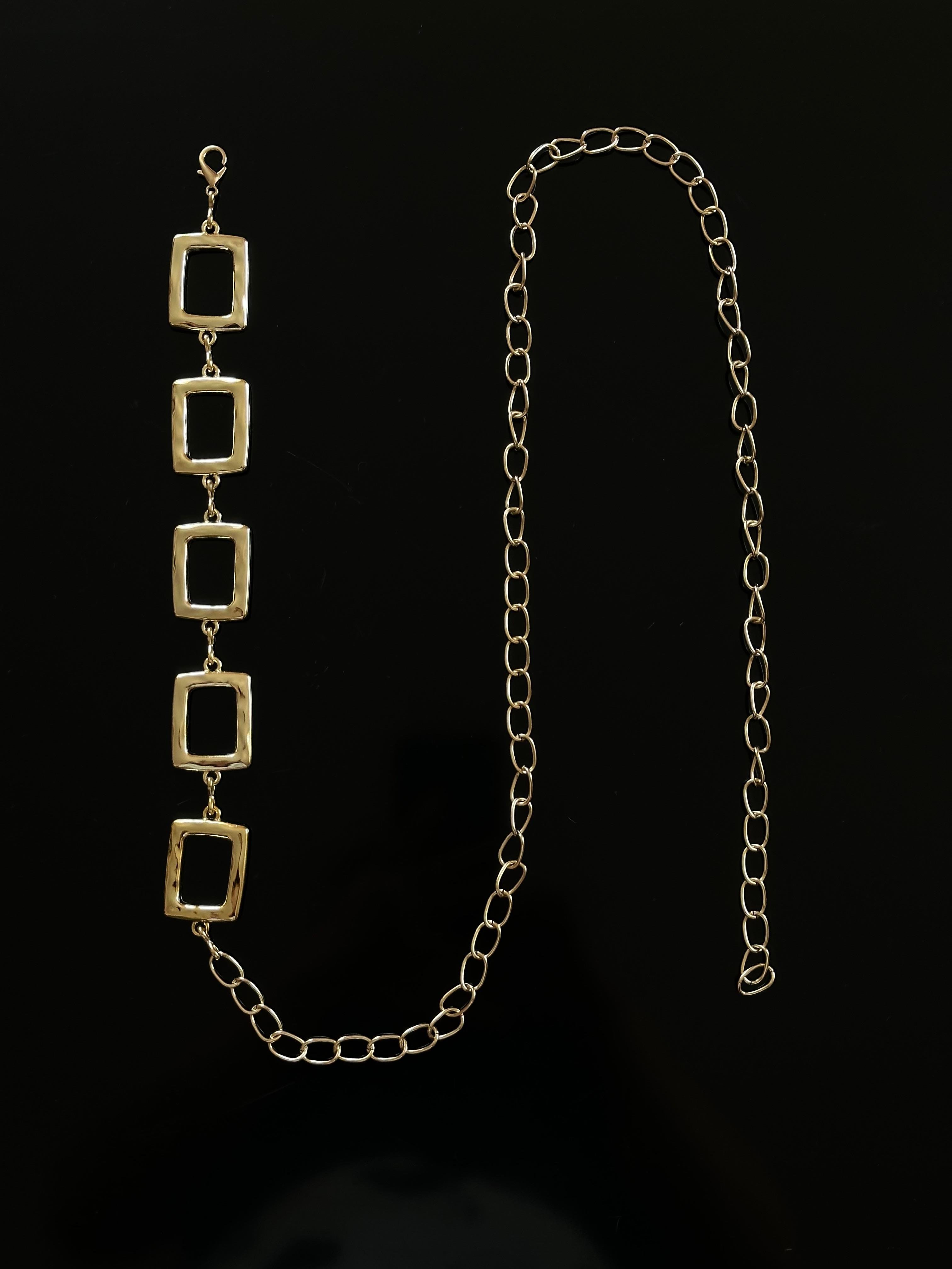 Metal Kemer/Bel Zinciri Dikdörtgen Model Gold