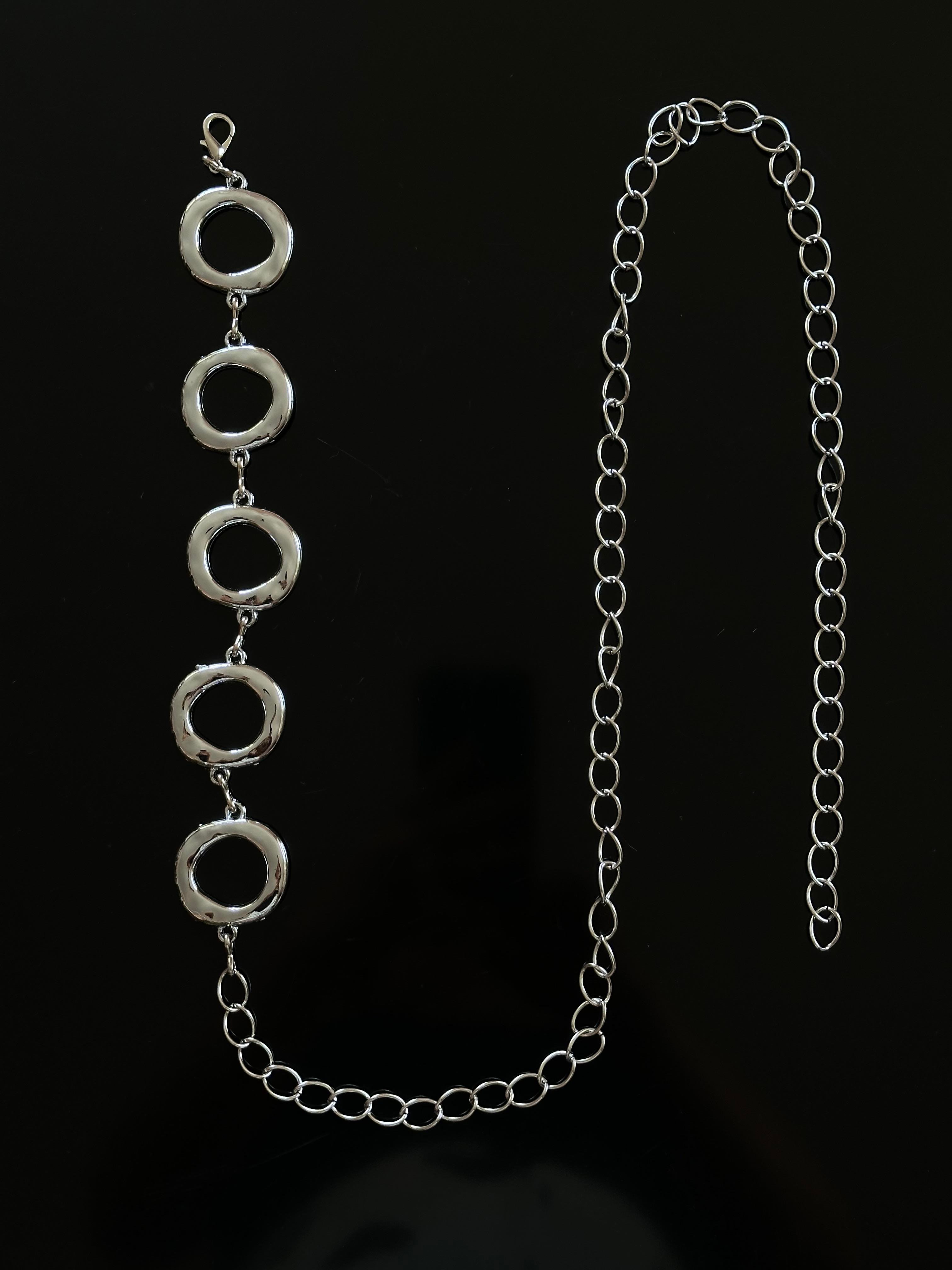 Metal Kemer/Bel Zinciri Yuvarlak Model Silver