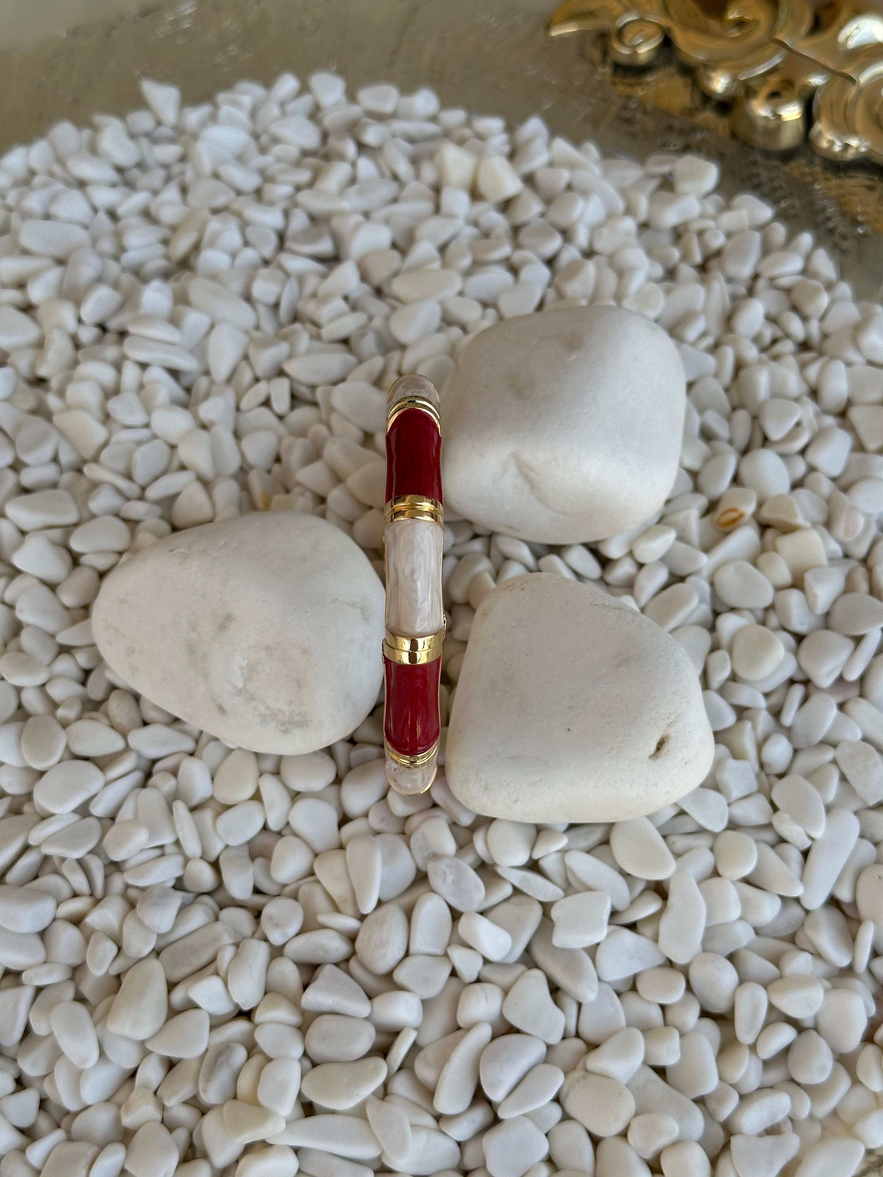 Mineli Kelepçe Bordo-Beyaz