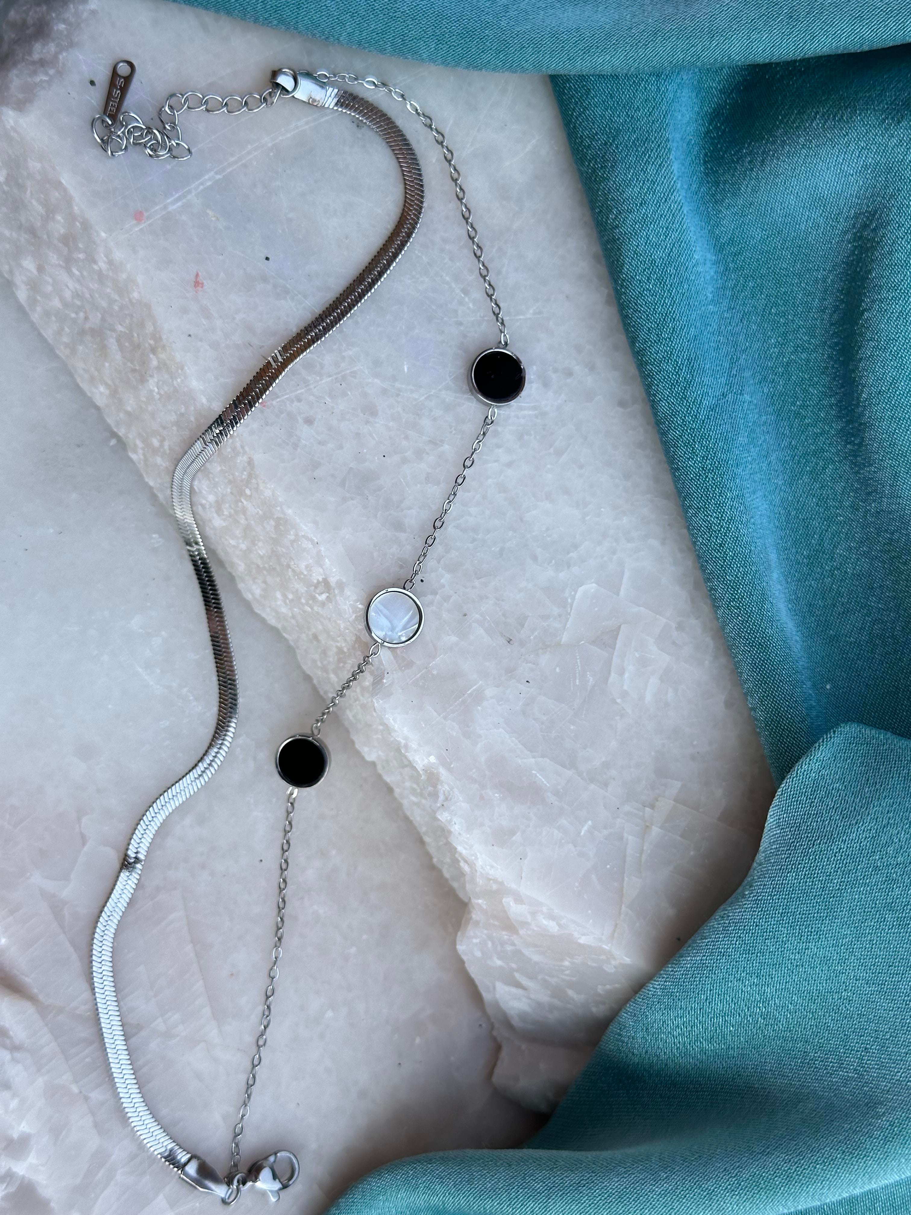 Silver İtalyan Zincir & Geometrik Figür 316L Çelik Halhal