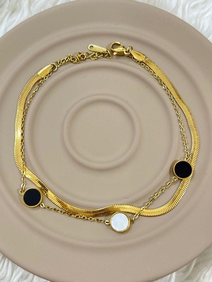 Silver İtalyan Zincir & Geometrik Figür 316L Çelik Halhal