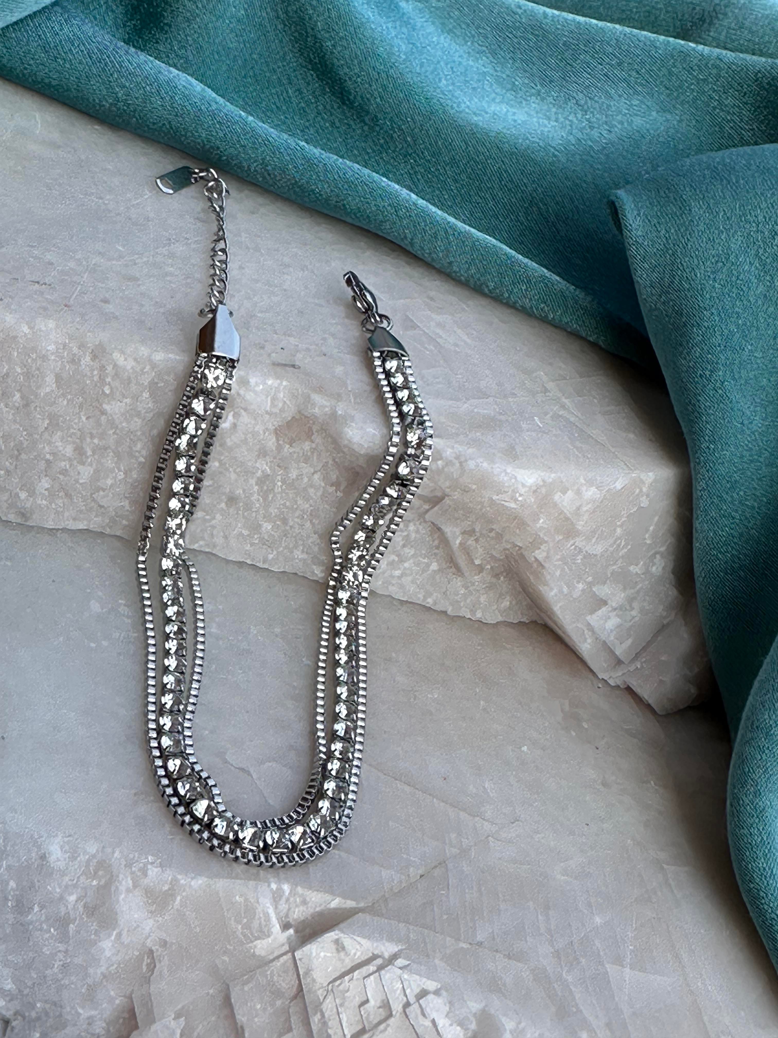 Silver Zirkon Taşlı Suyolu 316L Çelik Halhal