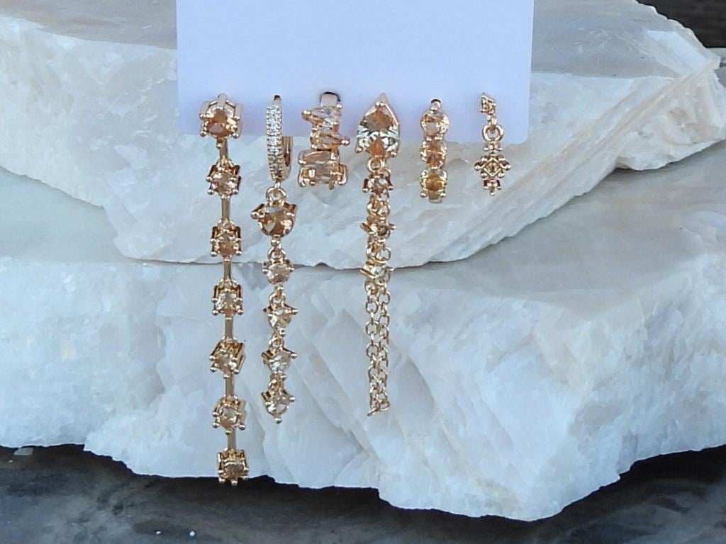 Tasarım 6 lı Çelik Set Küpe Gold