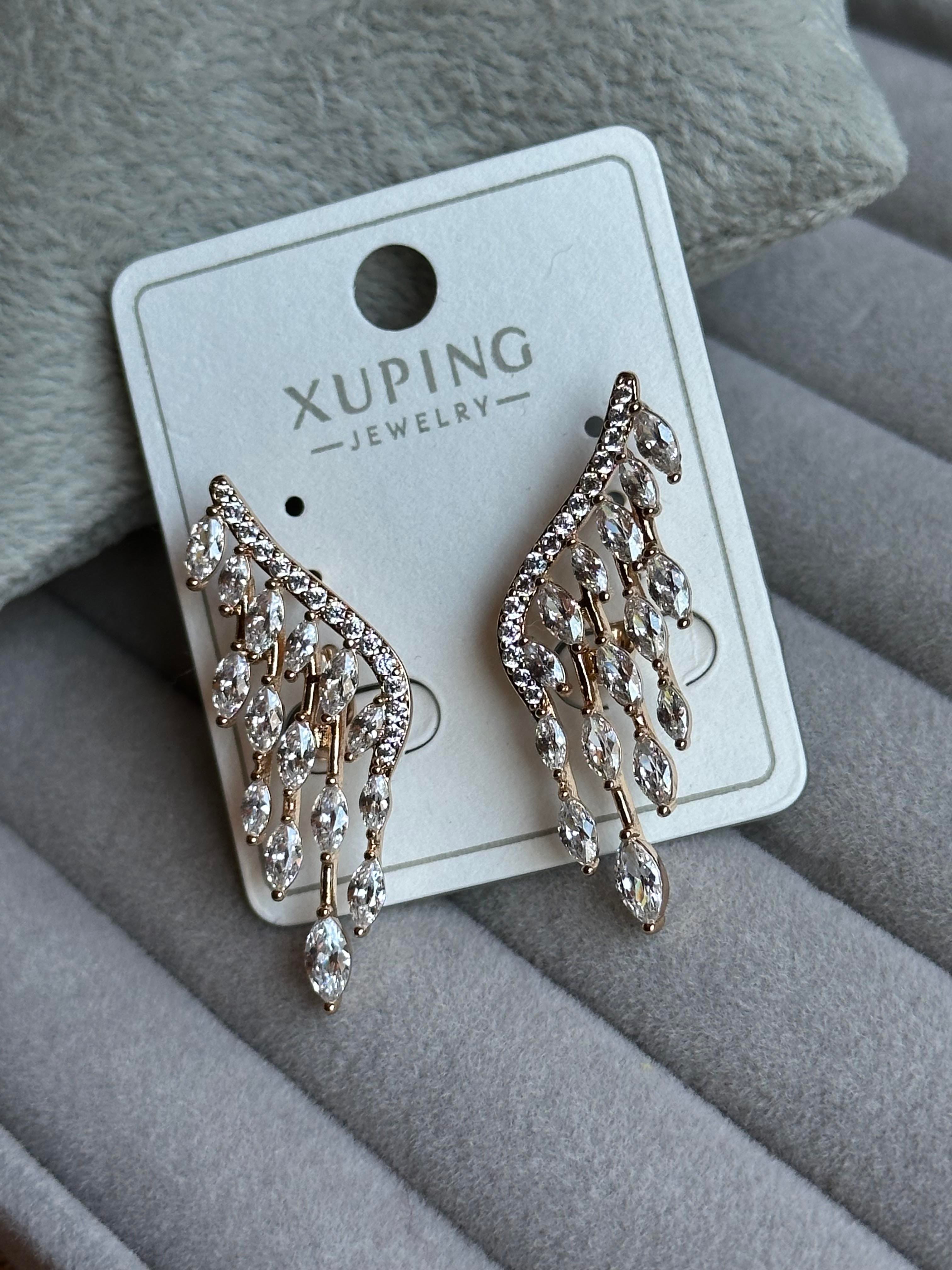 Zirkon & Damla Baget Taş İşlemeli Melek Kanat Model Xuping Küpe-Rose
