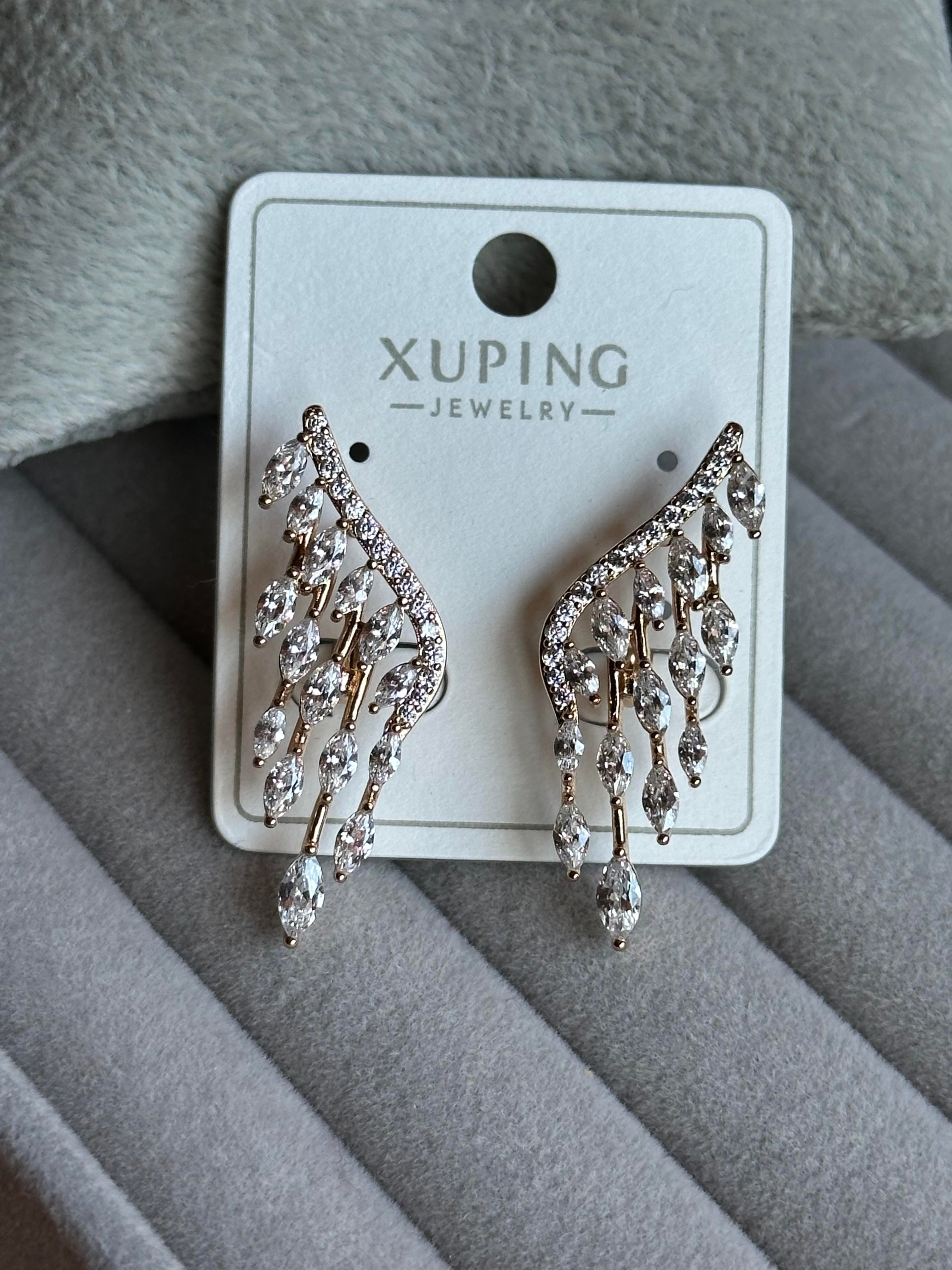 Zirkon & Damla Baget Taş İşlemeli Melek Kanat Model Xuping Küpe-Rose