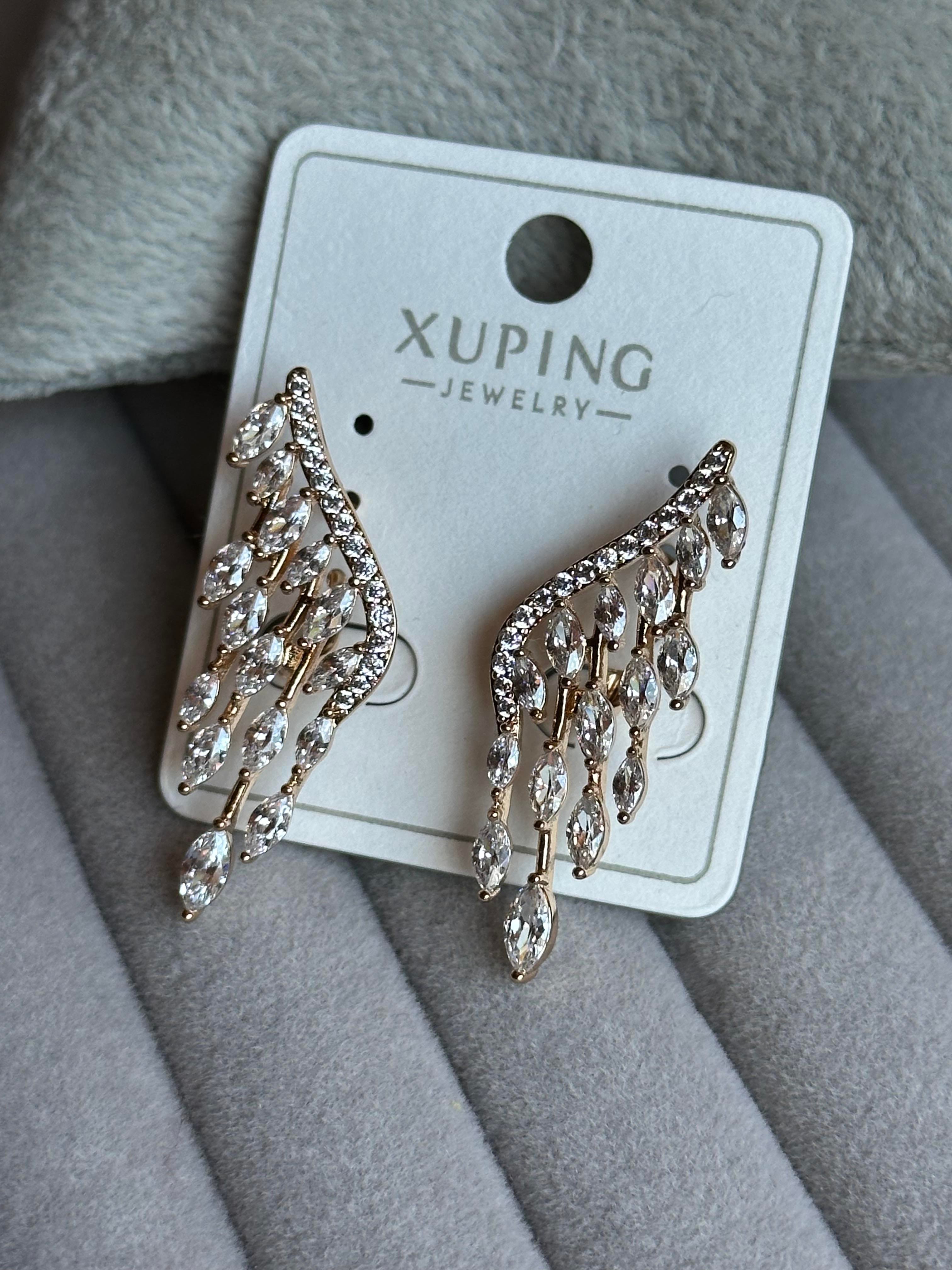 Zirkon & Damla Baget Taş İşlemeli Melek Kanat Model Xuping Küpe-Rose