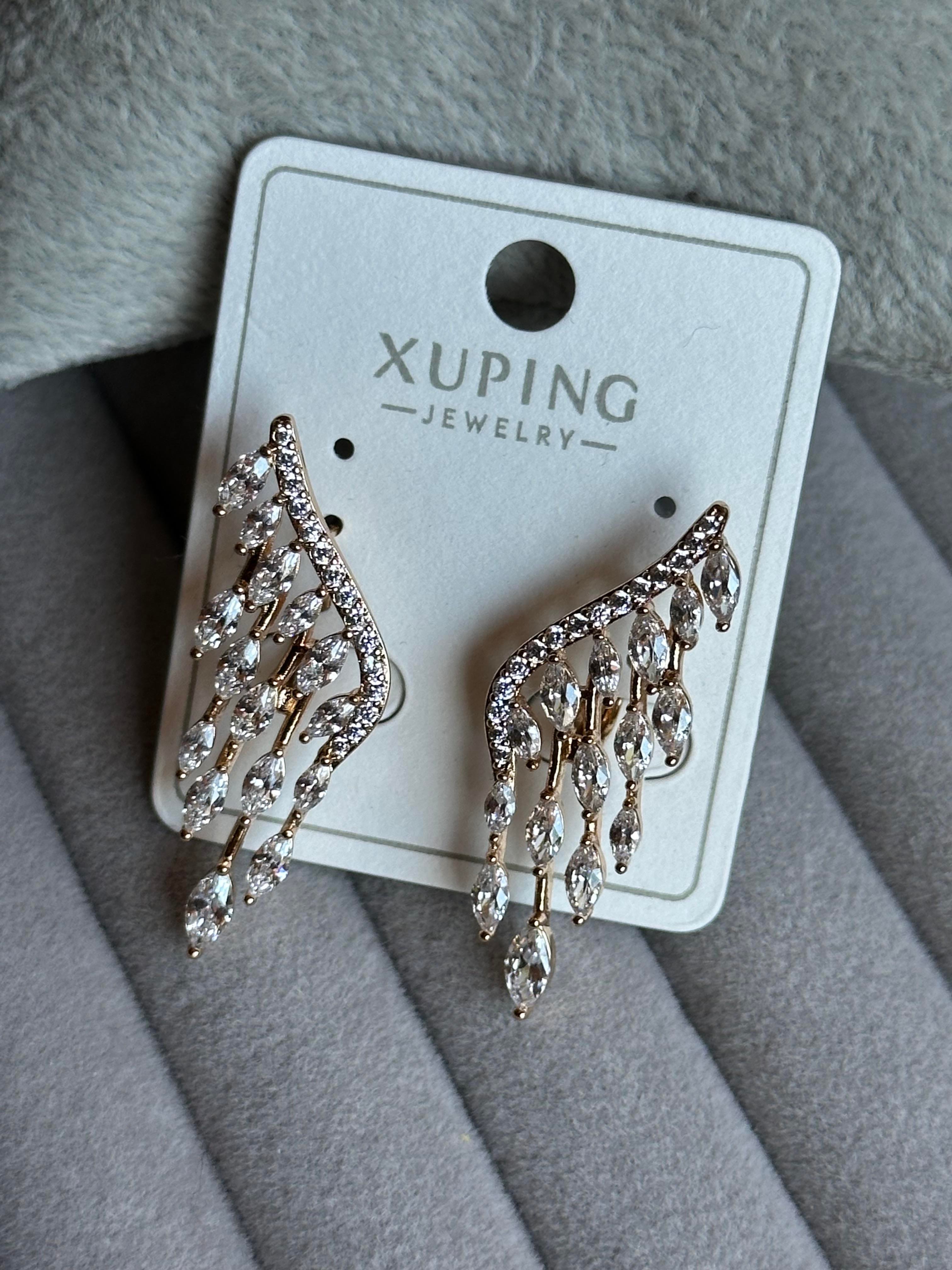 Zirkon & Damla Baget Taş İşlemeli Melek Kanat Model Xuping Küpe-Rose