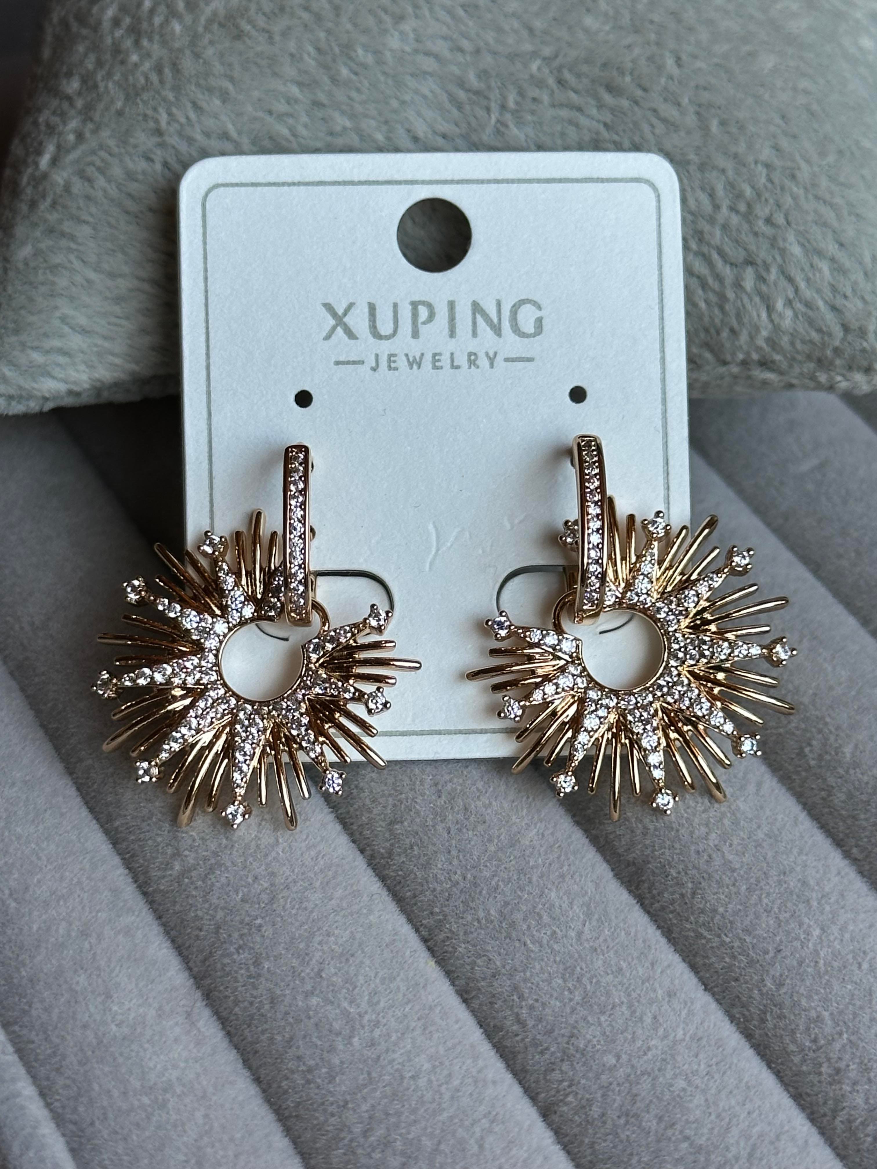 Zirkon Taş İşlemeli Güneş Model Xuping Küpe-Rose