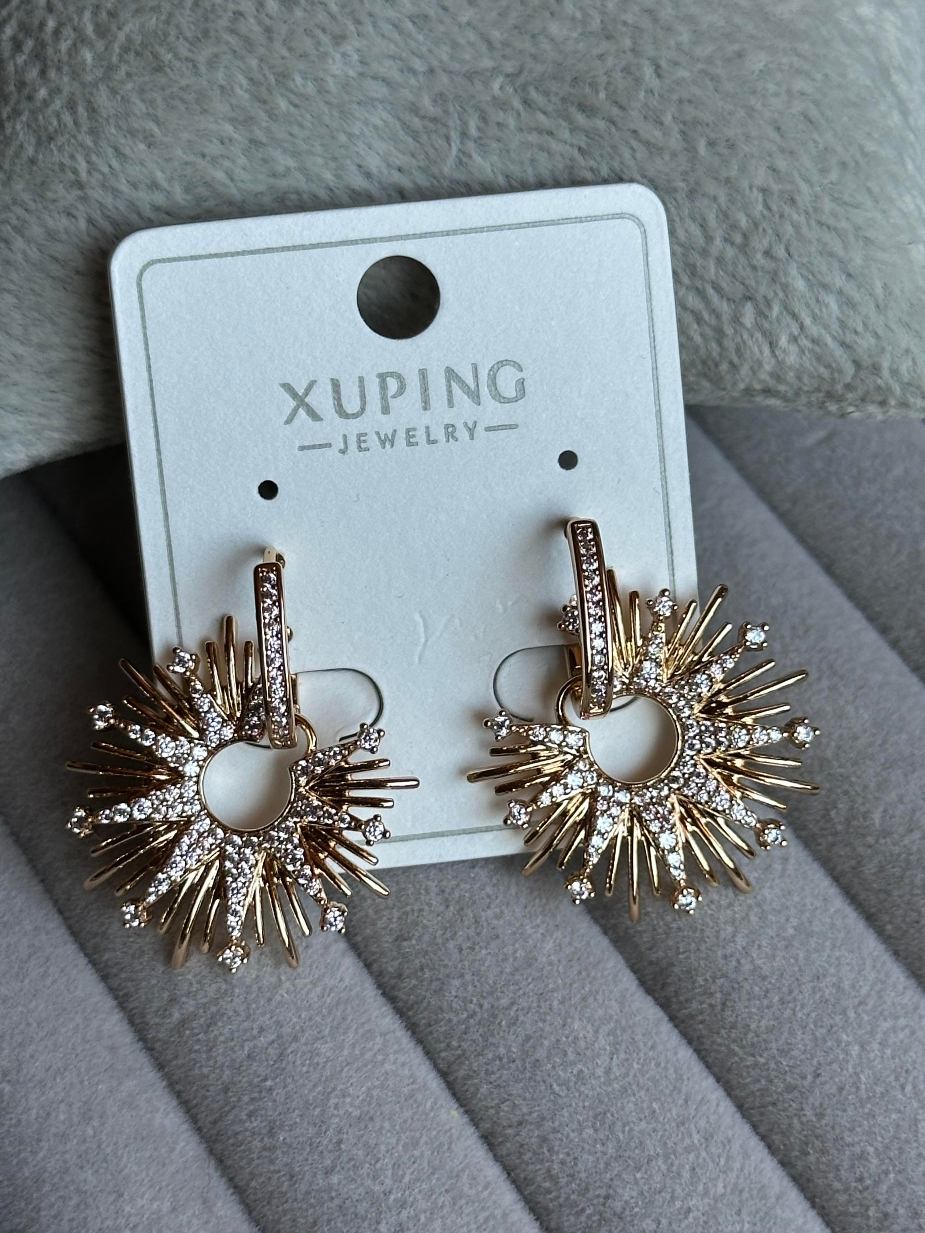 Zirkon Taş İşlemeli Güneş Model Xuping Küpe-Rose