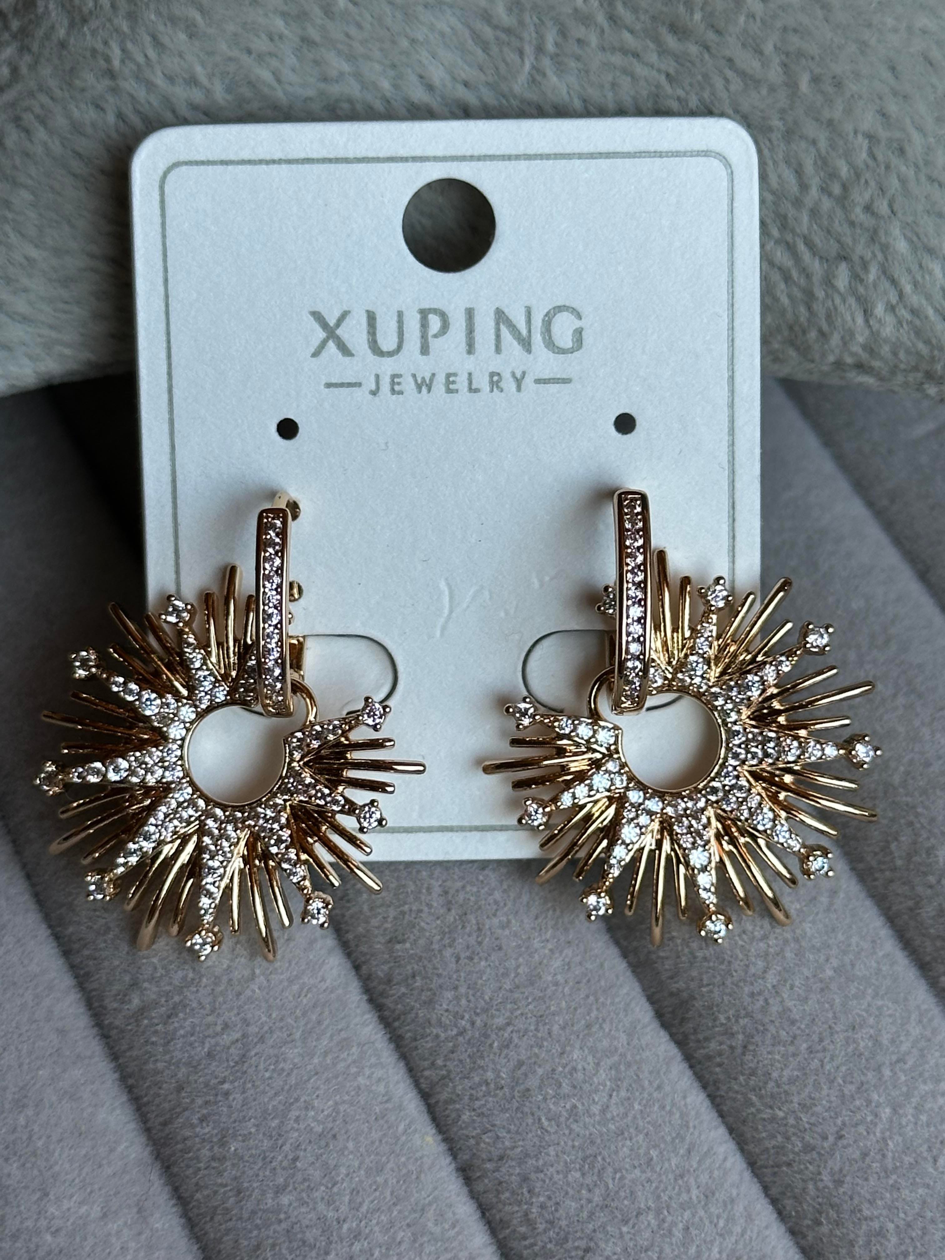 Zirkon Taş İşlemeli Güneş Model Xuping Küpe-Rose
