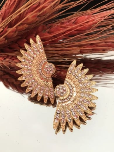 Zirkon Taşlı Metal Güneş Küpe 