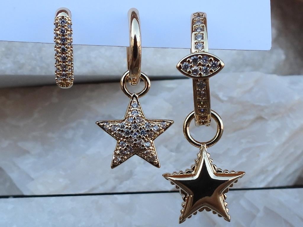 Zirkon Taşlı Yıldız 3 lü Set Çelik Küpe