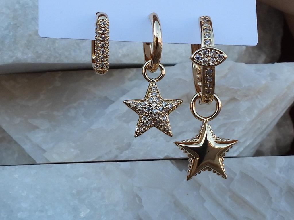 Zirkon Taşlı Yıldız 3 lü Set Çelik Küpe