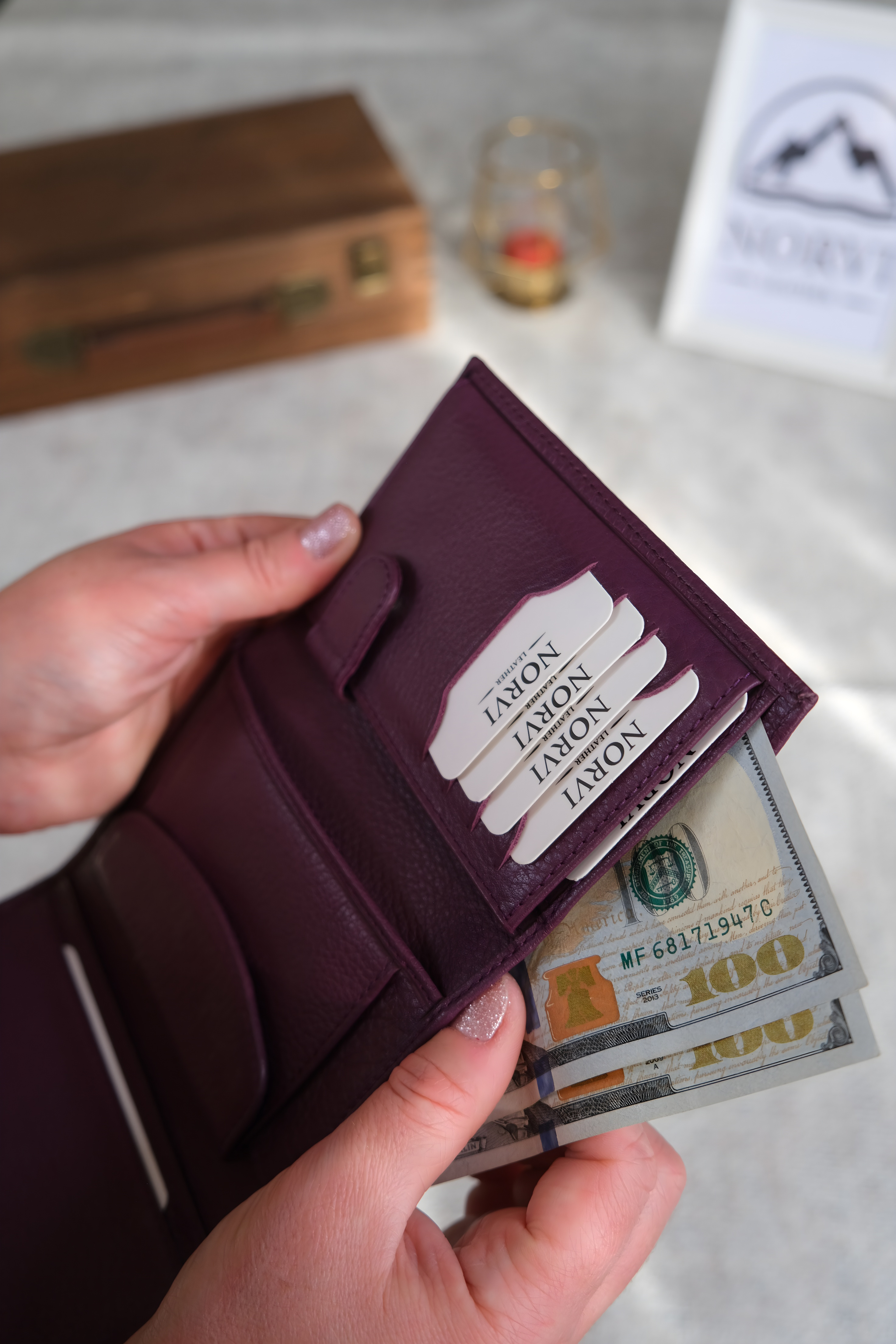 Hakiki Deri Kadın Cüzdan Mor 1222