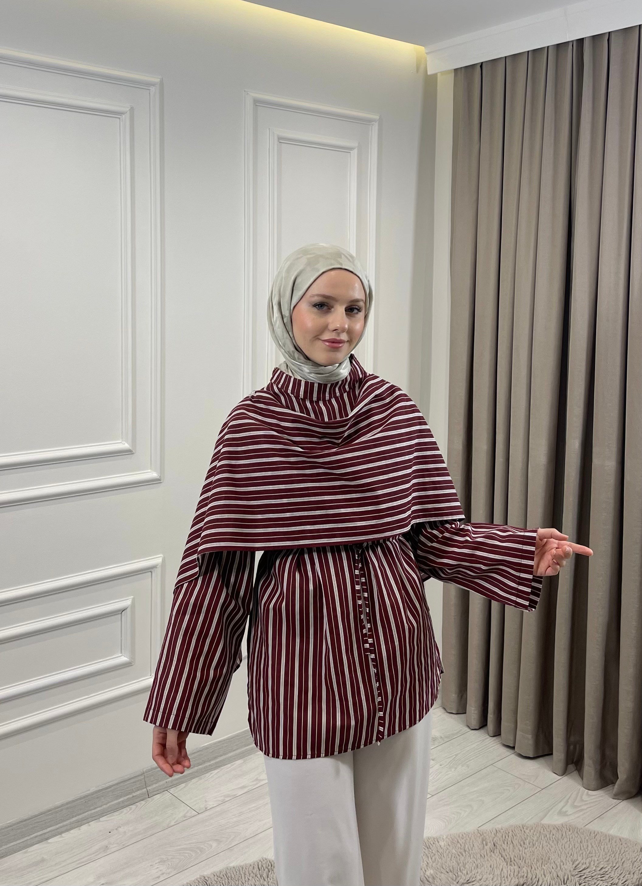 ÇİZGİLİ TUNİK BORDO 