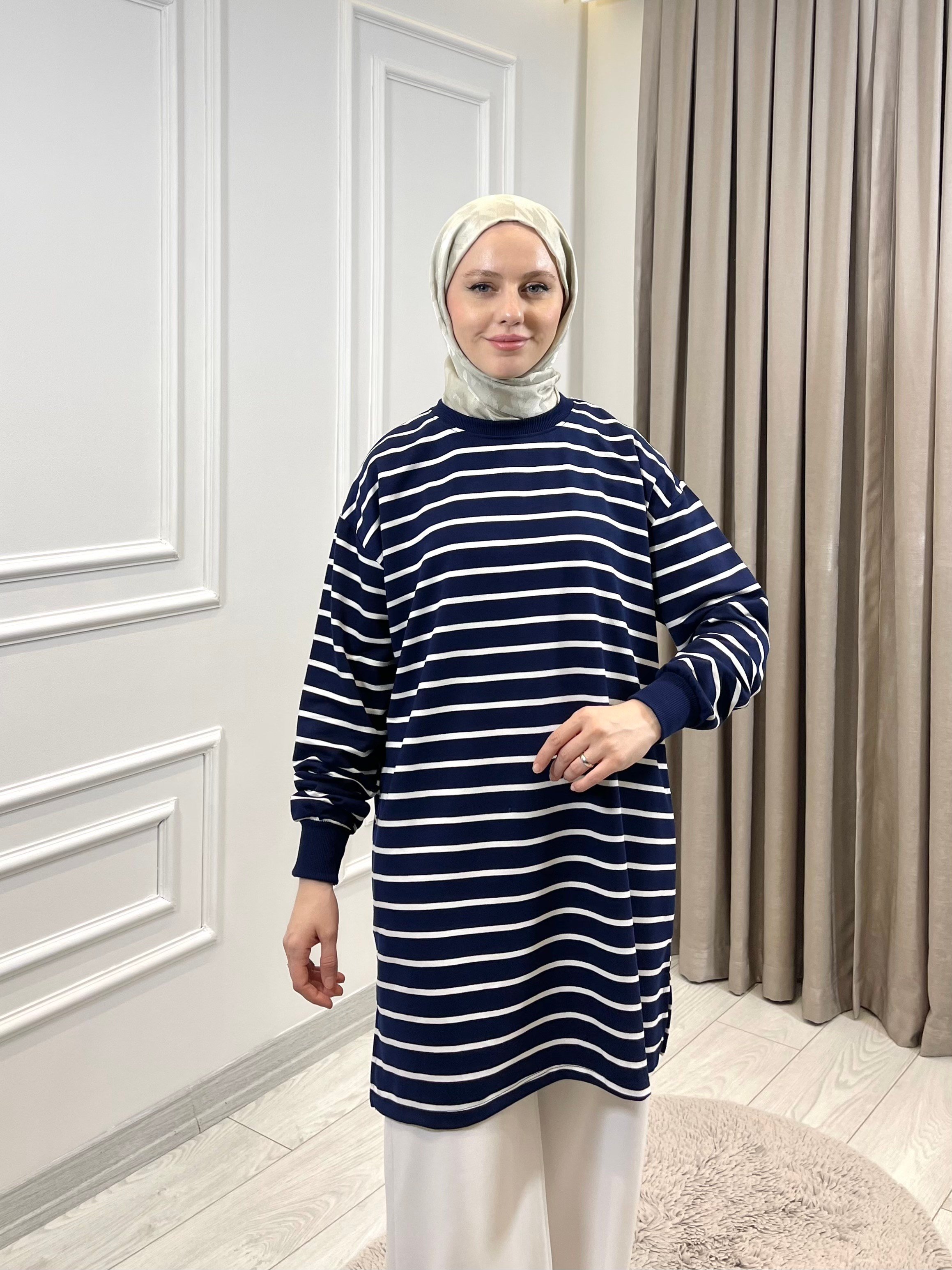 ÇİZGİLİ TUNİK LACİVERT