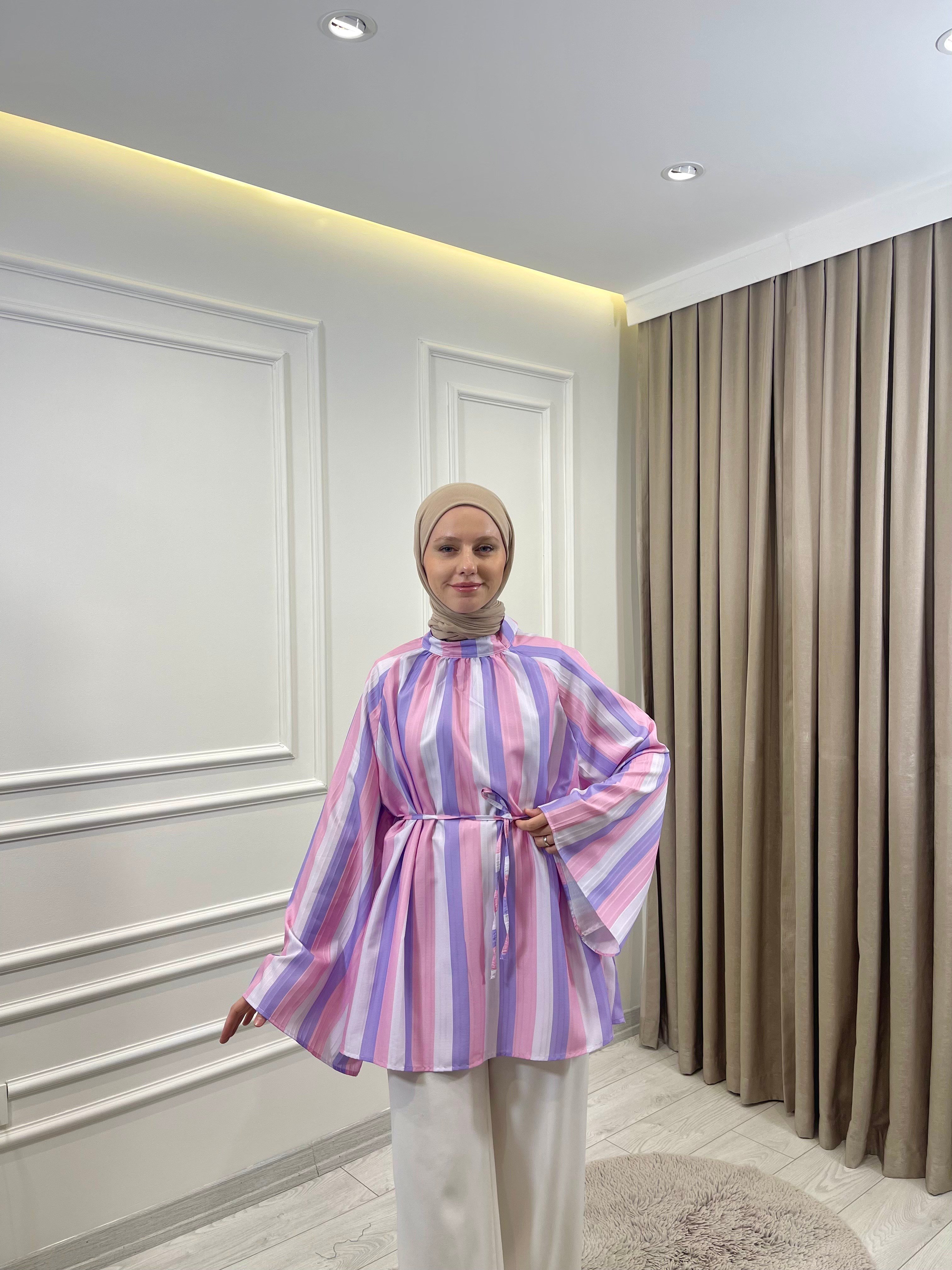 ÇİZGİLİ TUNİK PEMBE