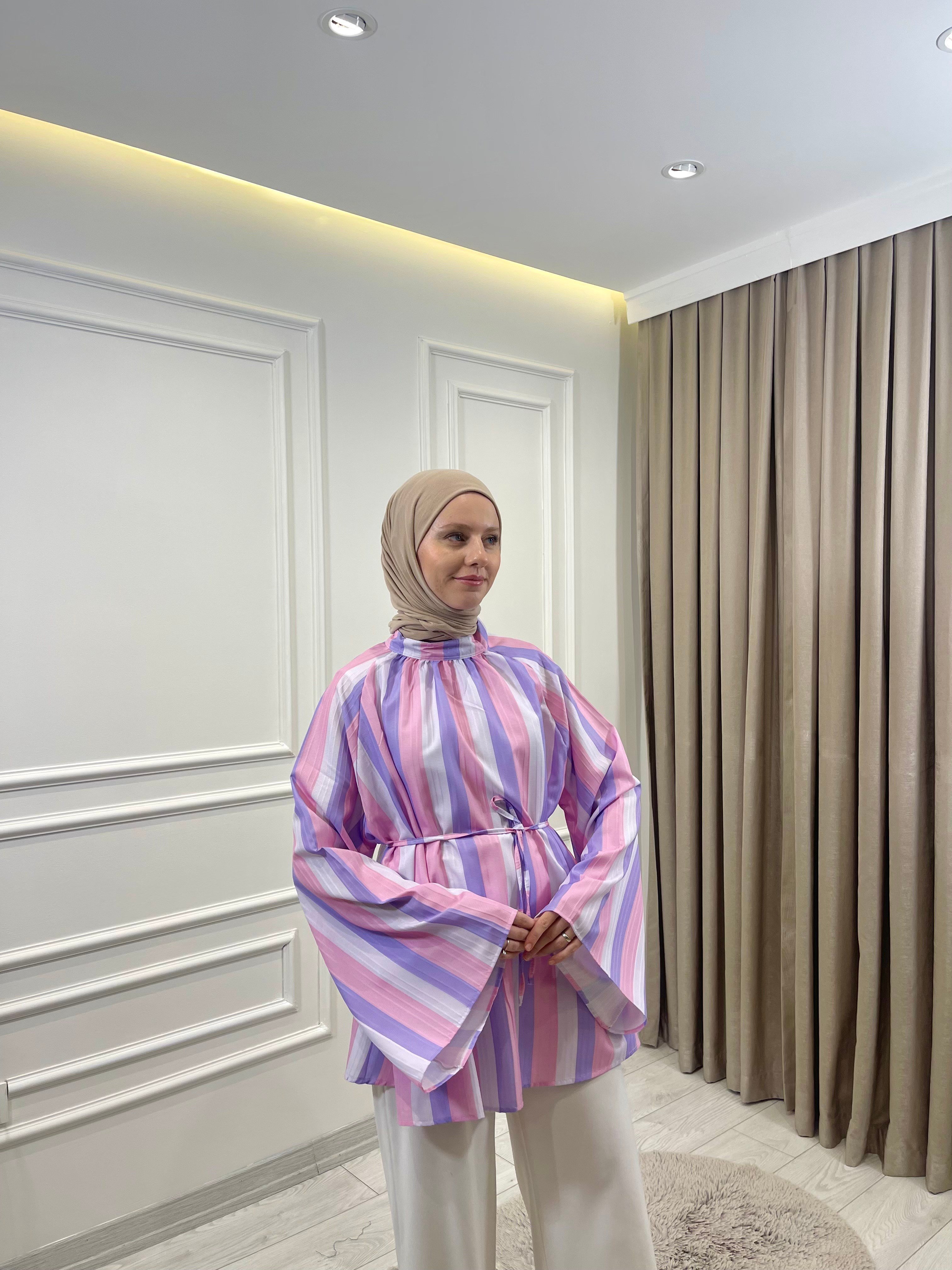 ÇİZGİLİ TUNİK PEMBE