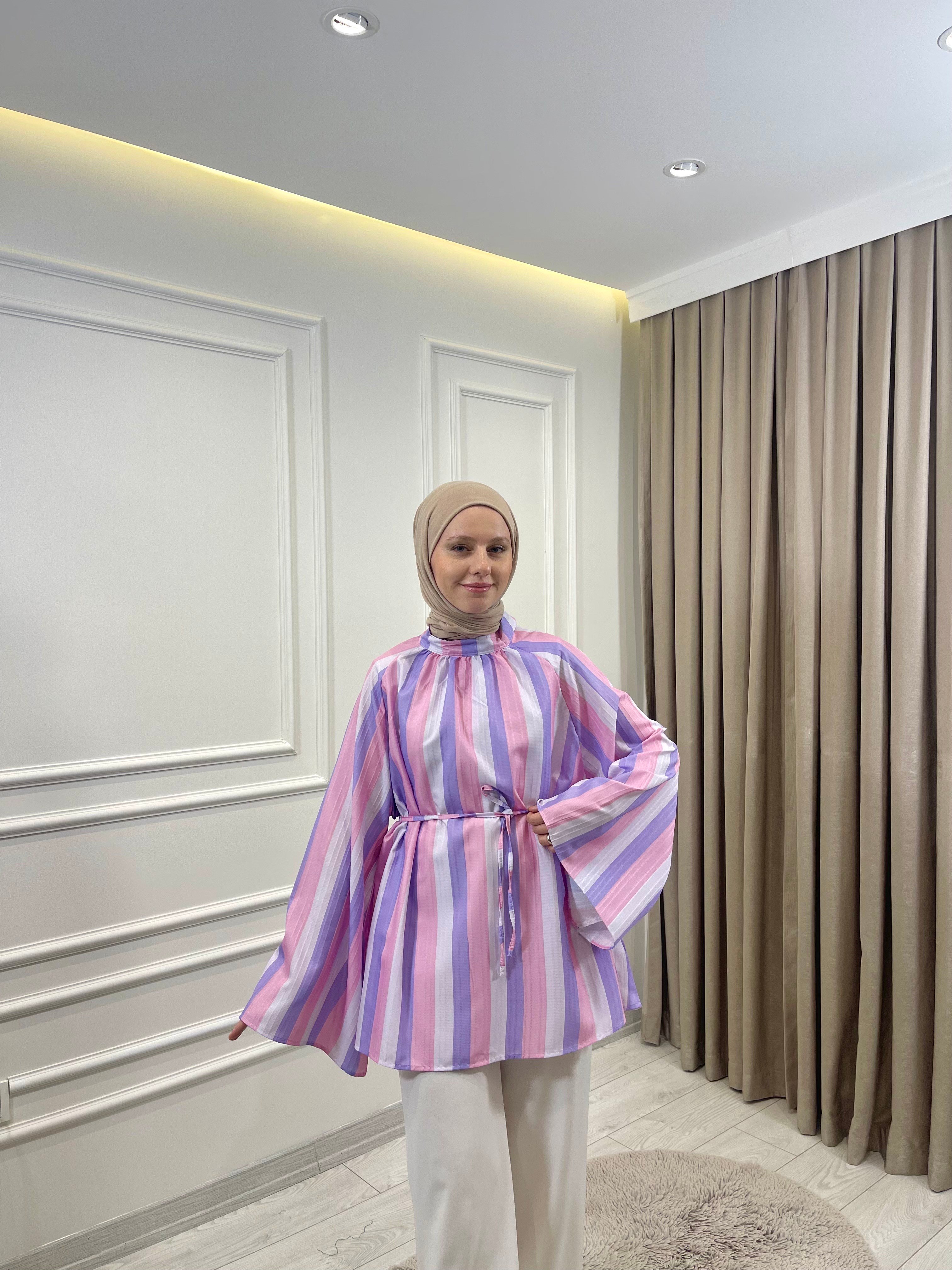 ÇİZGİLİ TUNİK PEMBE