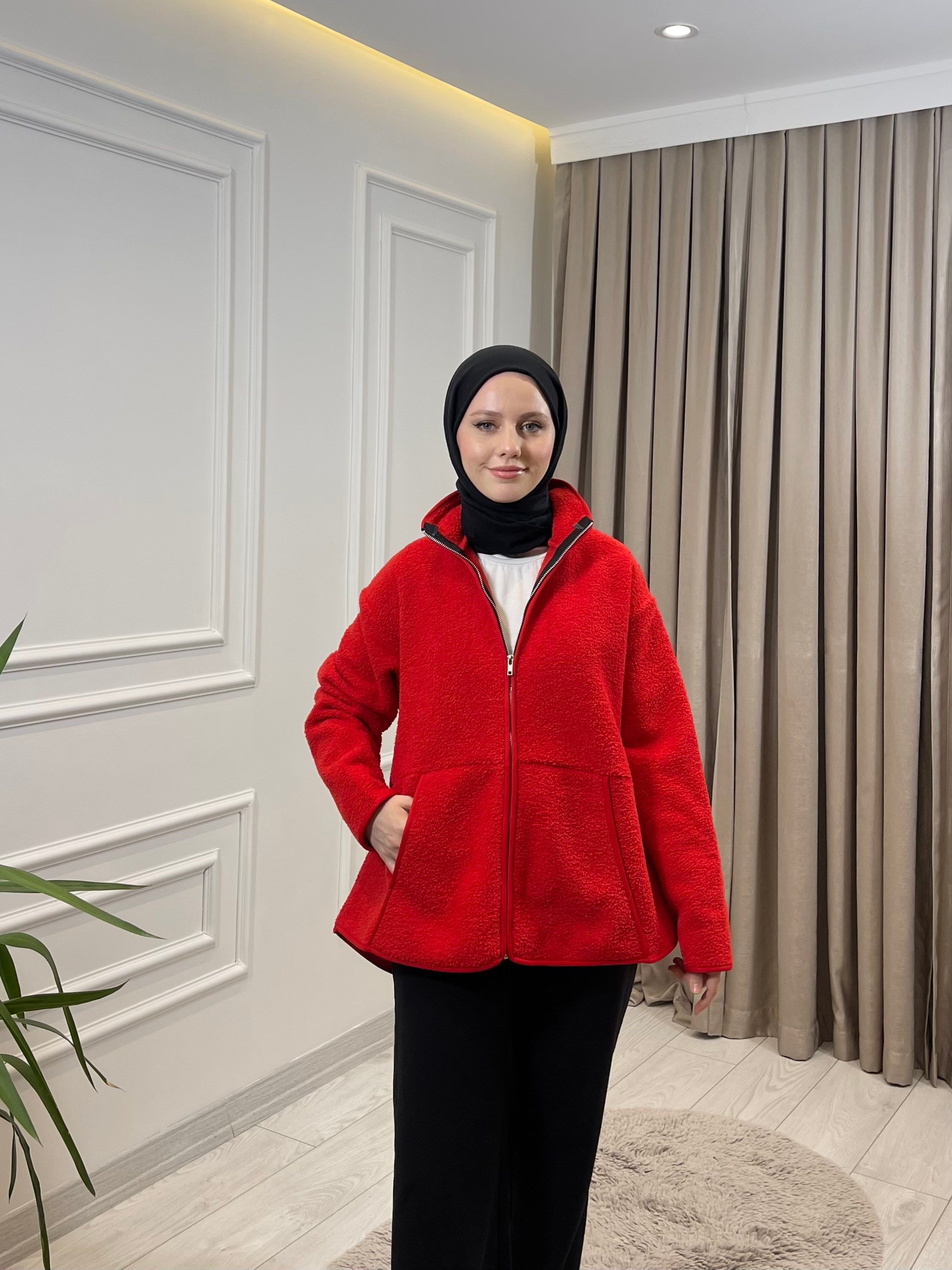 FERMUARLI POLAR KIRMIZI