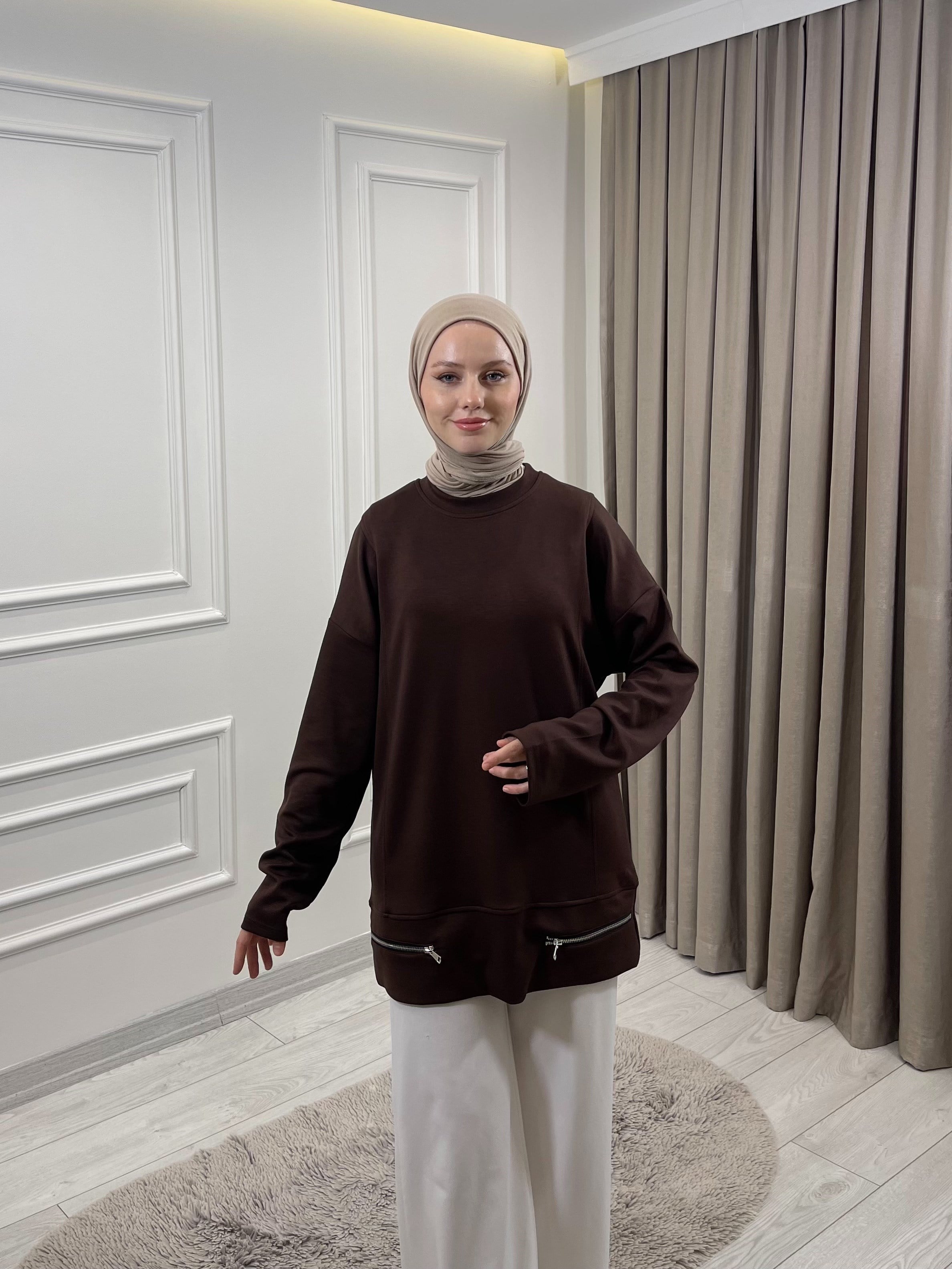 FERMUARLI TUNİK KAHVERENGİ