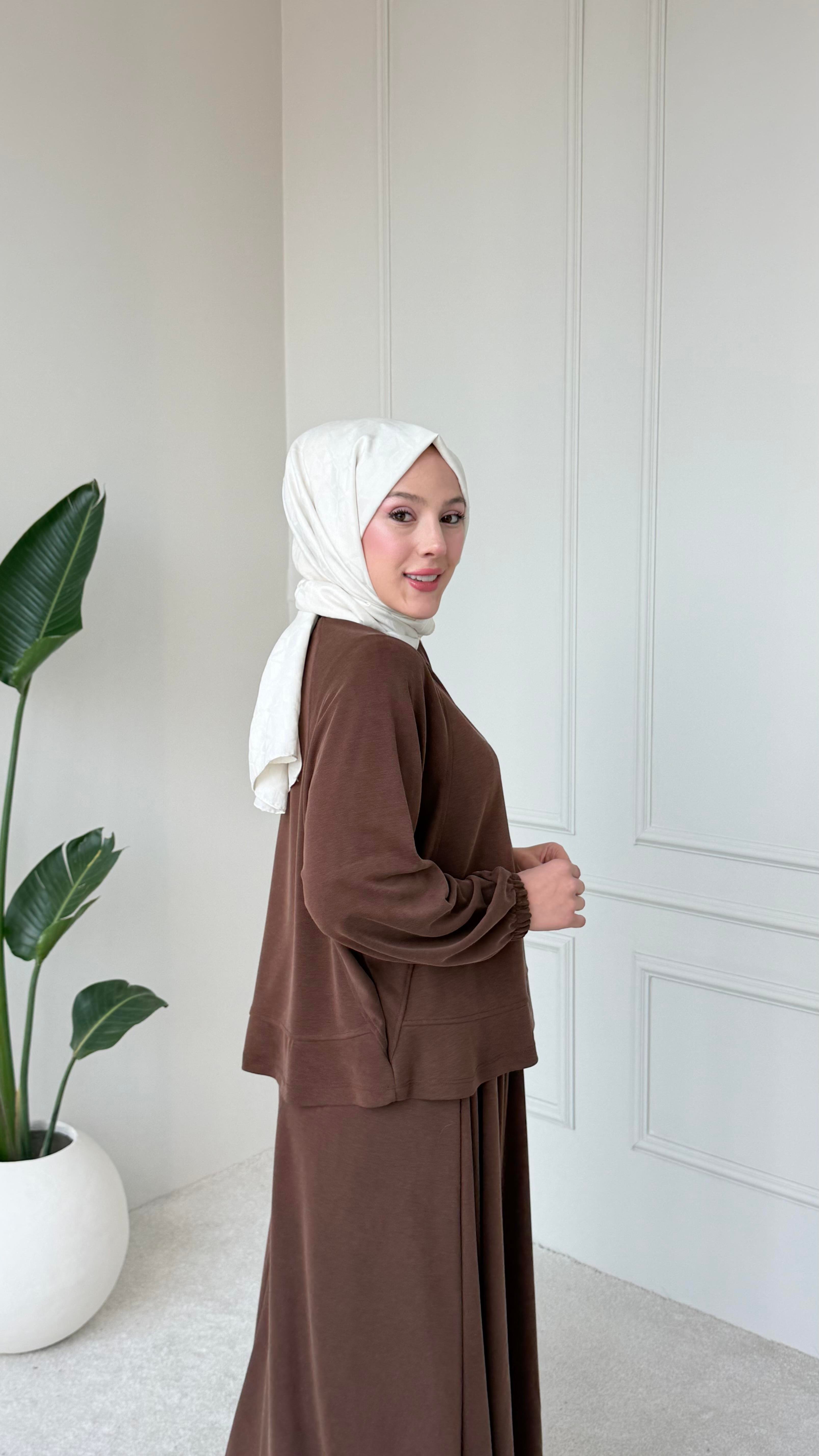 FLOW BASİC ETEKLİ TAKIM KAHVERENGİ