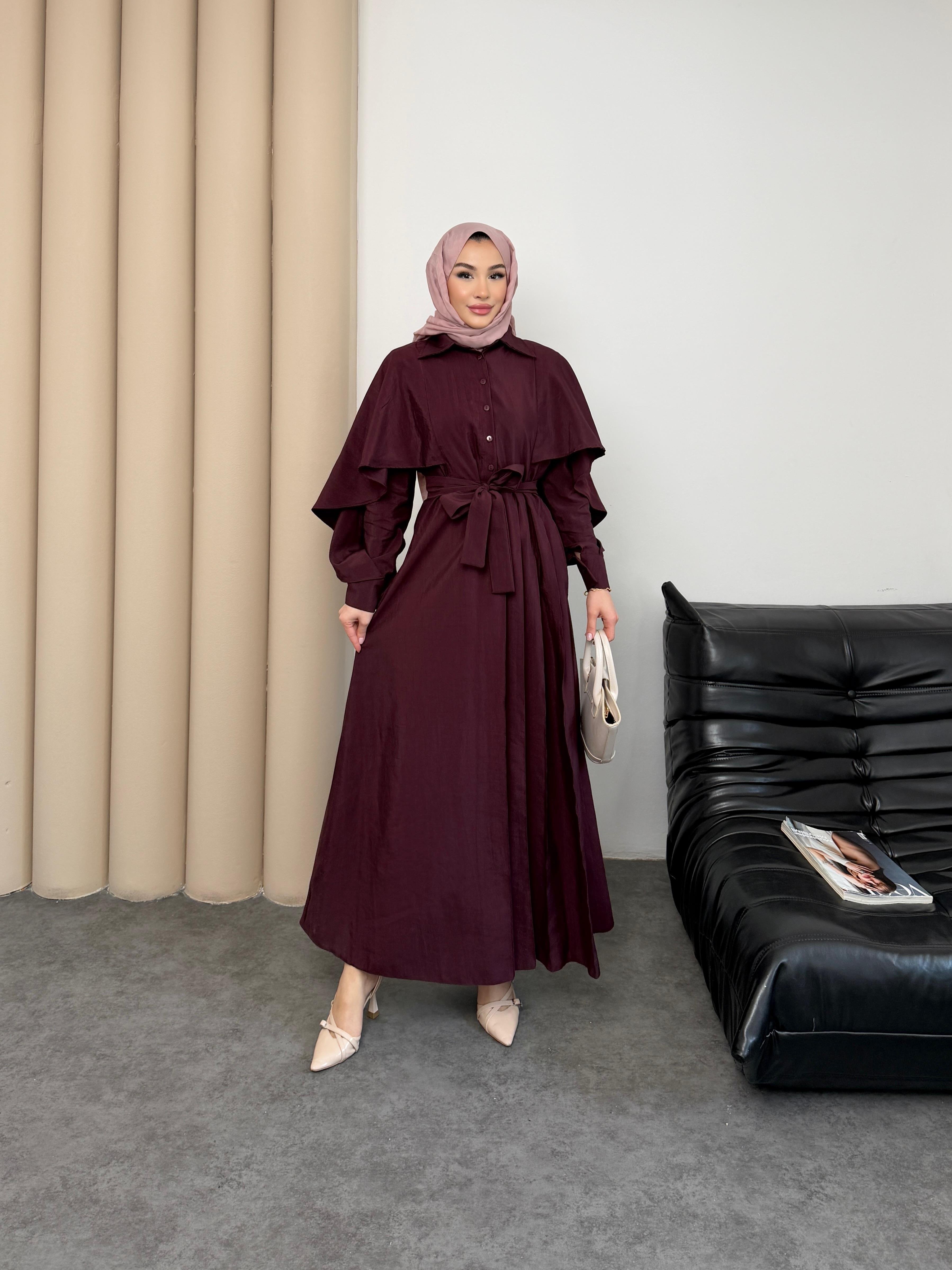 PELERİN ELBİSE BORDO