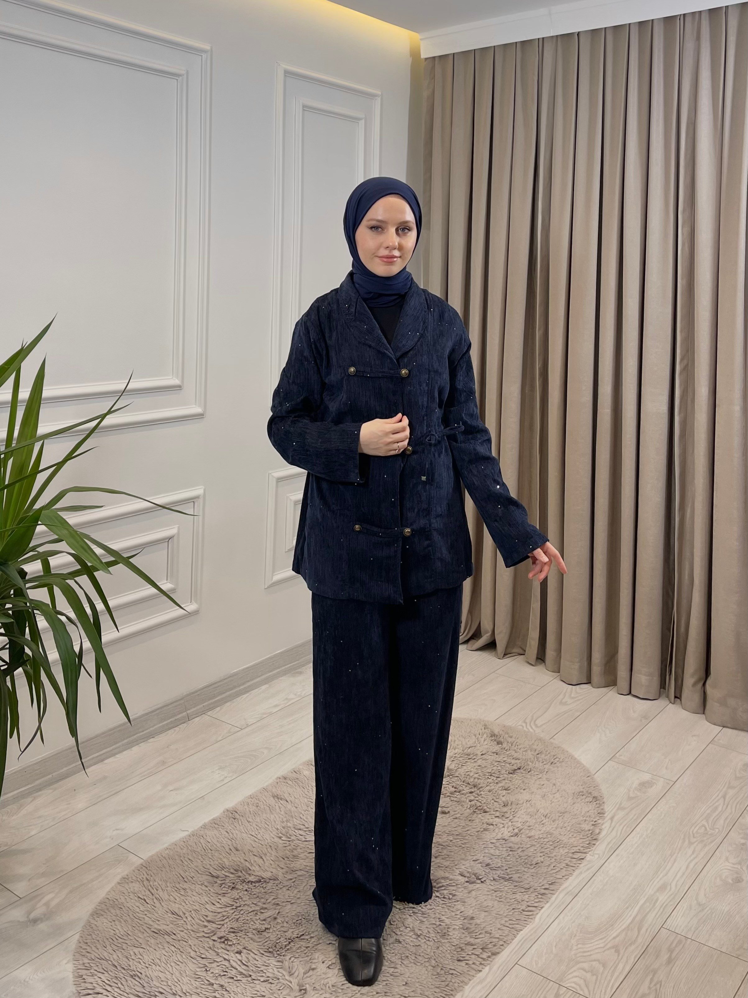 ŞÖNİL FİTİLLİ TAKIM LACİVERT