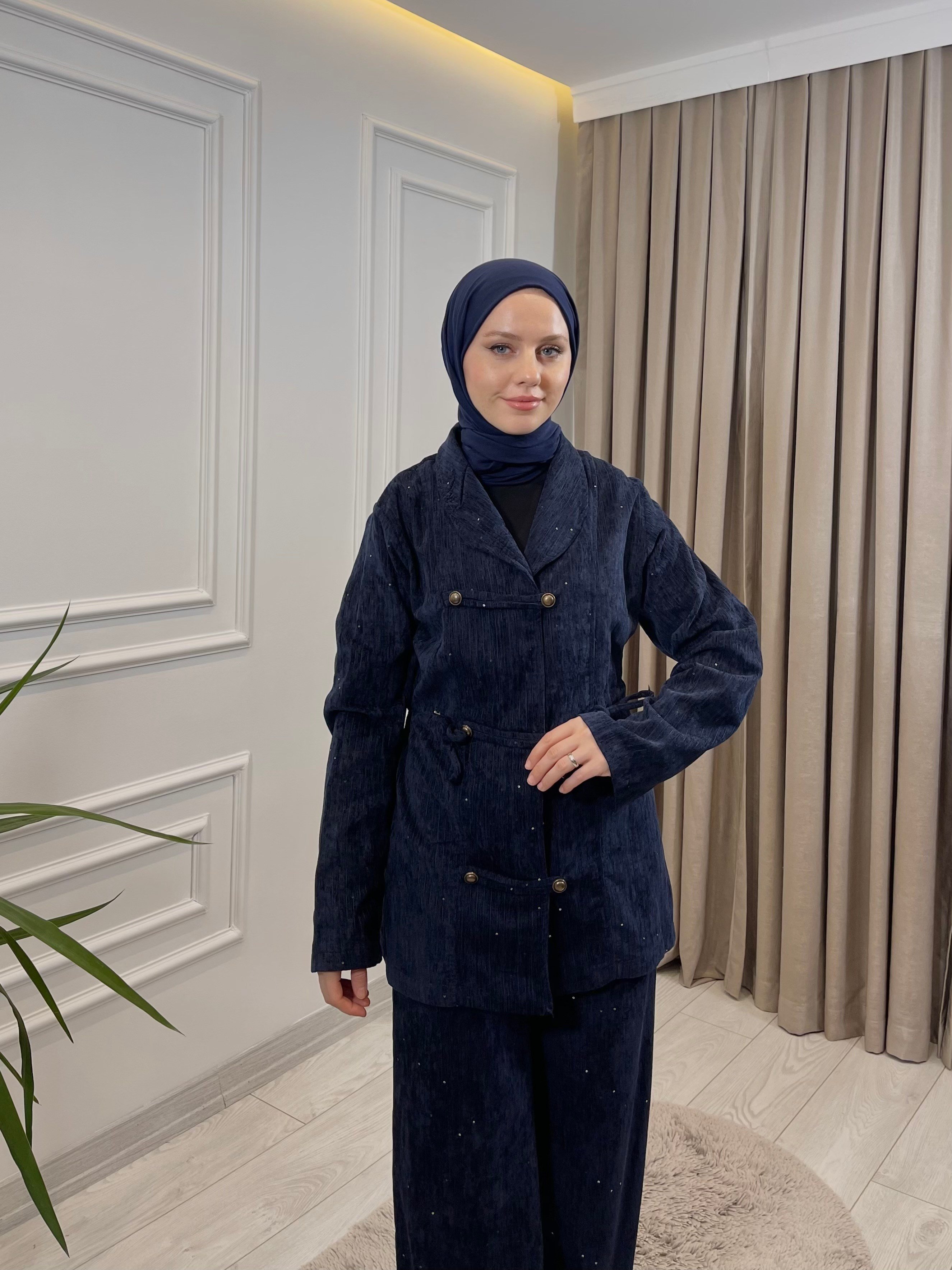 ŞÖNİL FİTİLLİ TAKIM LACİVERT