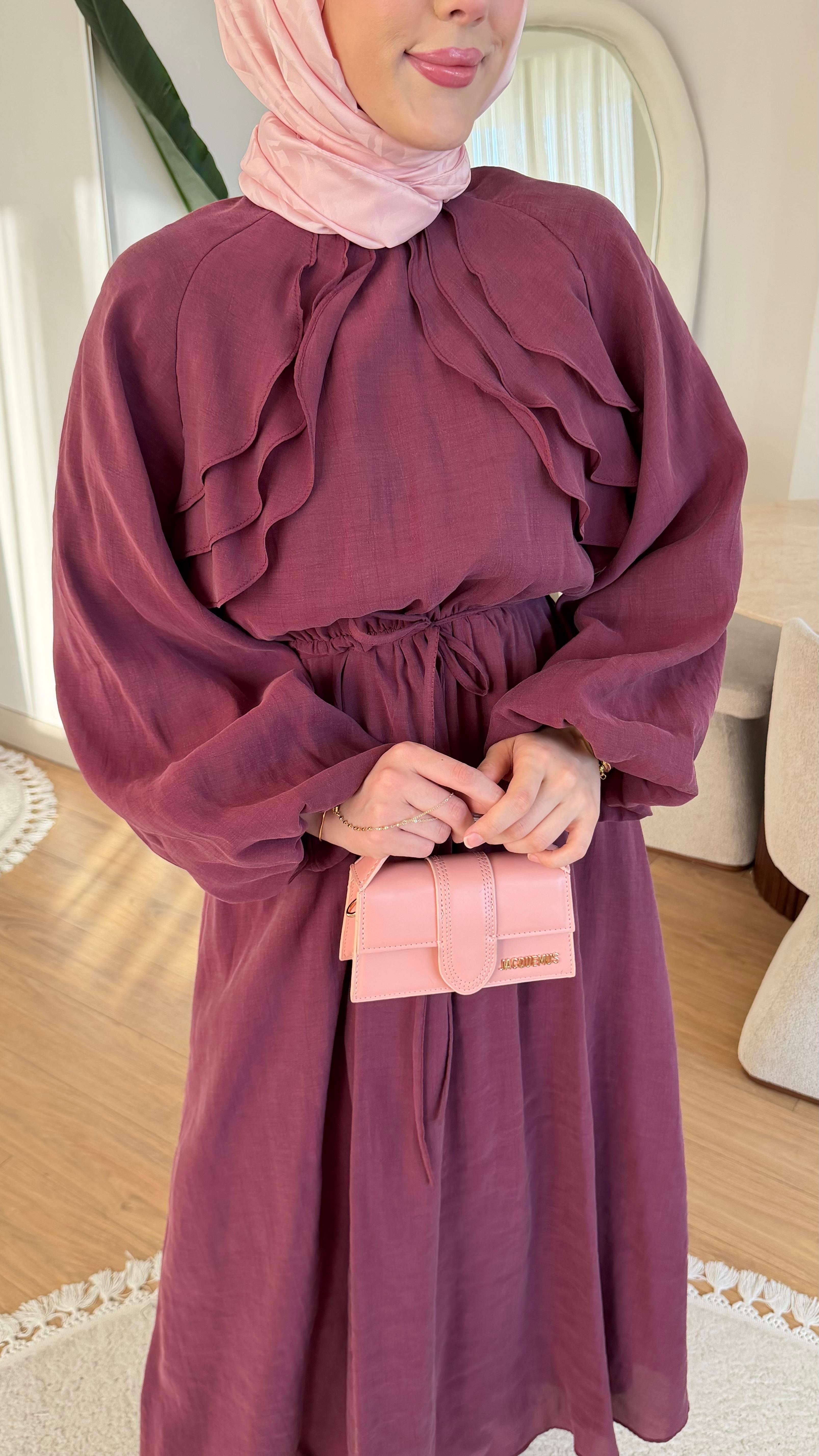 VELOURA ELBİSE BORDO