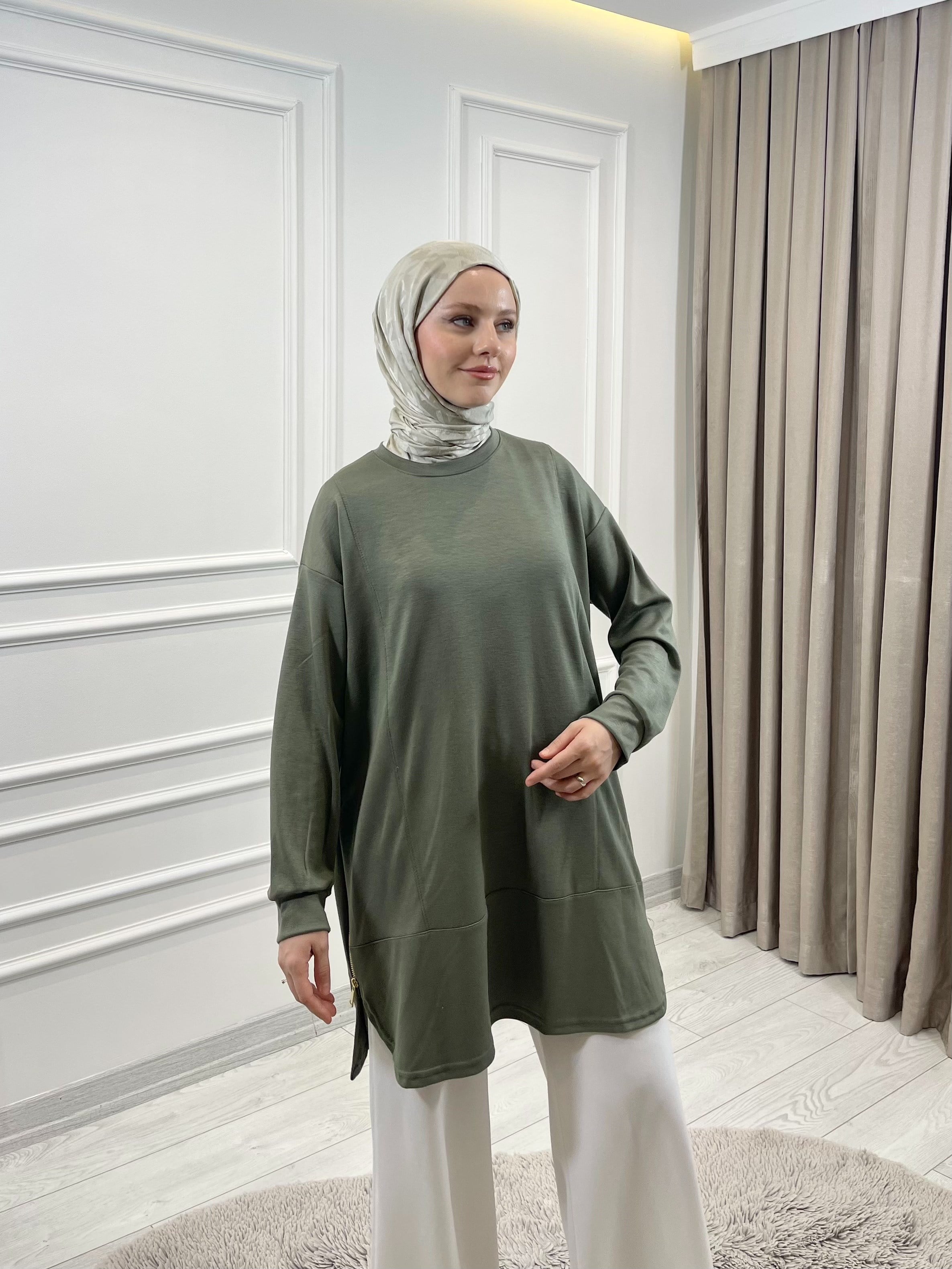 YANLARI FERMUARLI TUNİK HAKİ