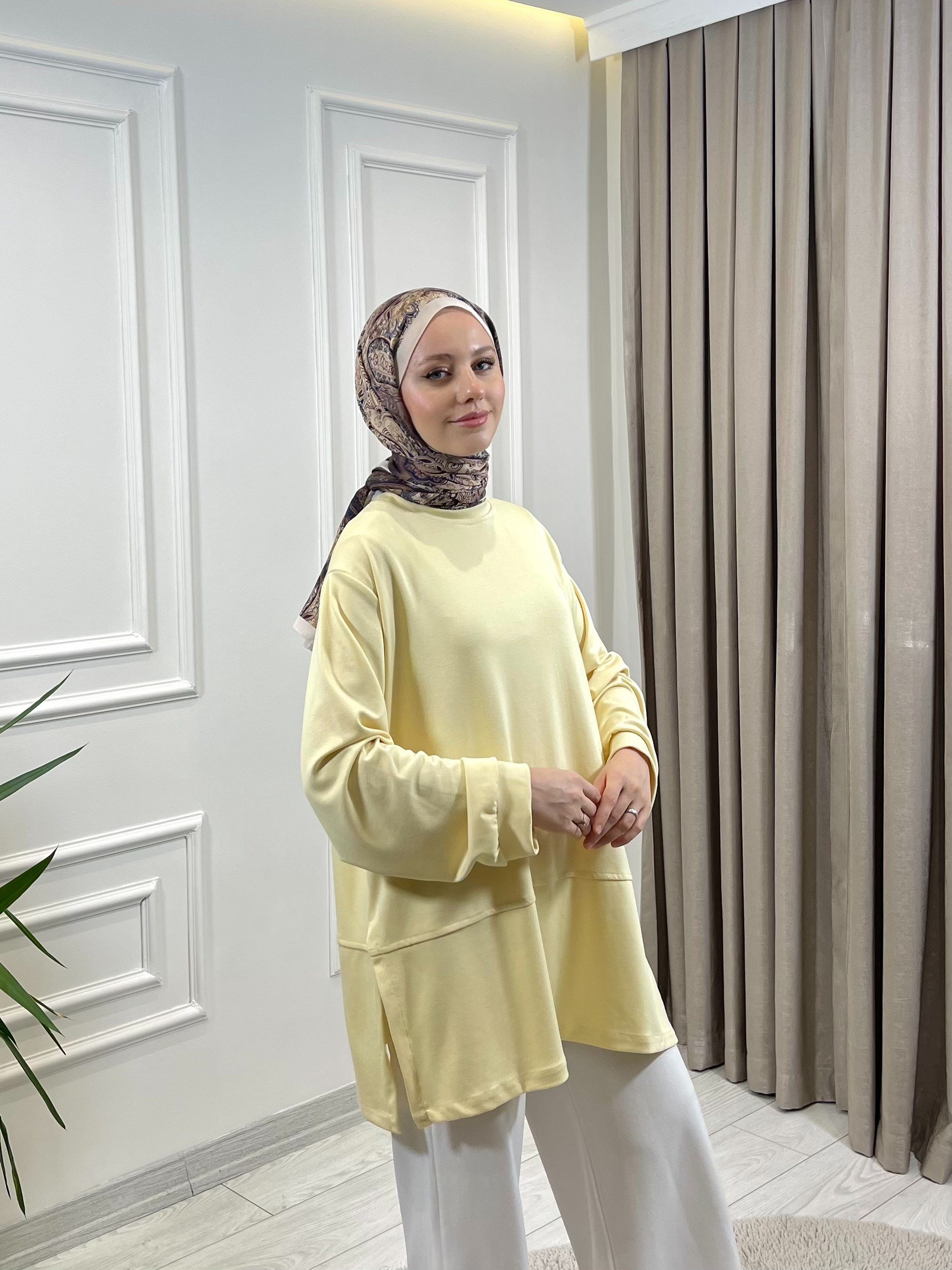 YIRTMAÇLI TUNİK SARI