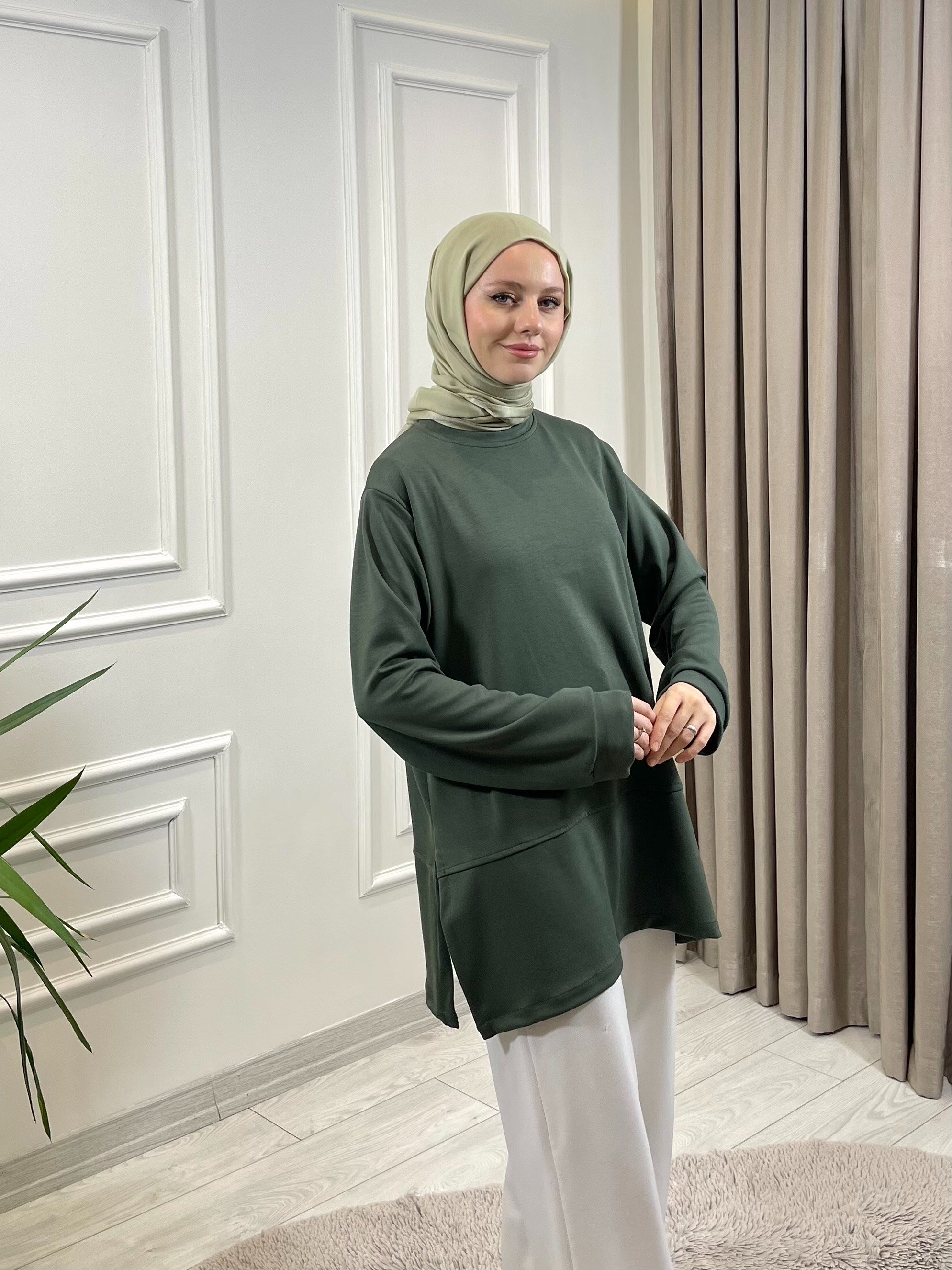 YIRTMAÇLI TUNİK YEŞİL