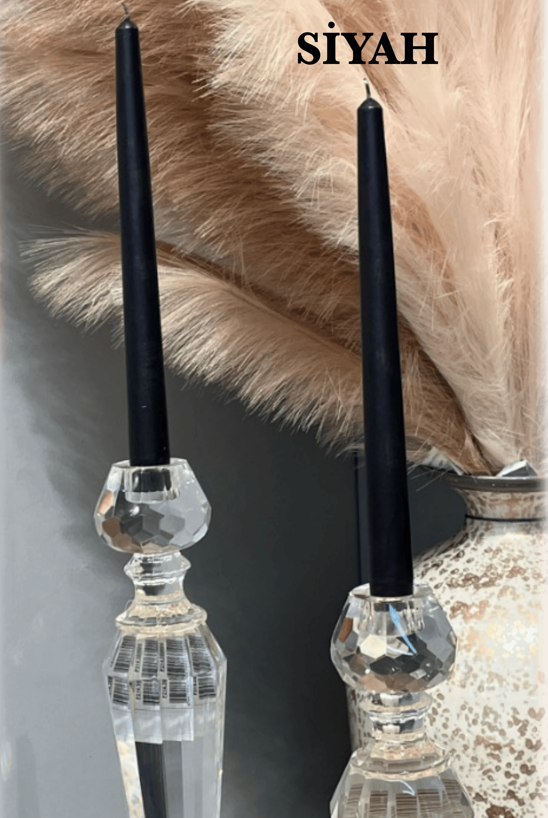 Düz Model Krem Şamdan Mum I KZY-LMN-247