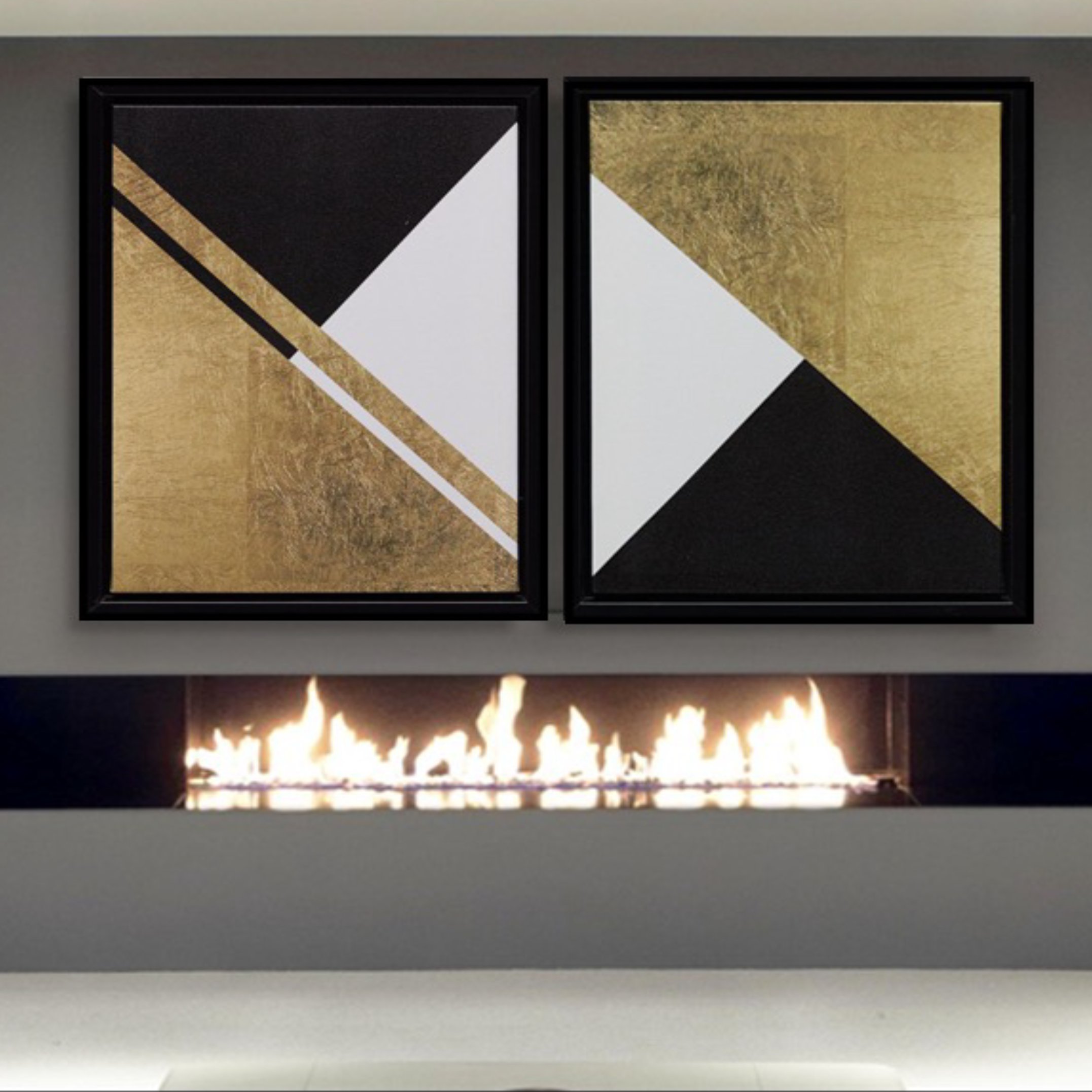 Geometrik Soyut Gold Doku İşlemli Tablo I KZY-AB-3000