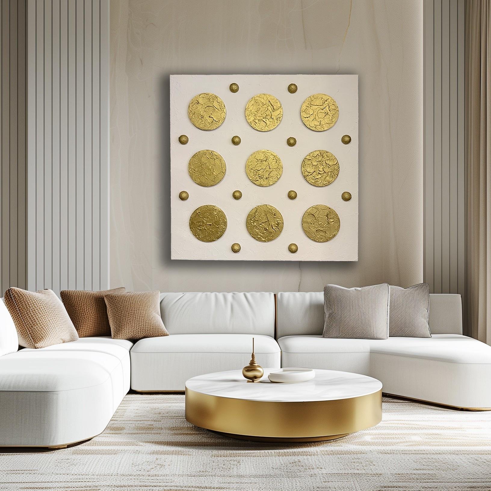Gold Yuvarlak Detay Kabartma Duvar Aksesuarı I KZY-EXC-411