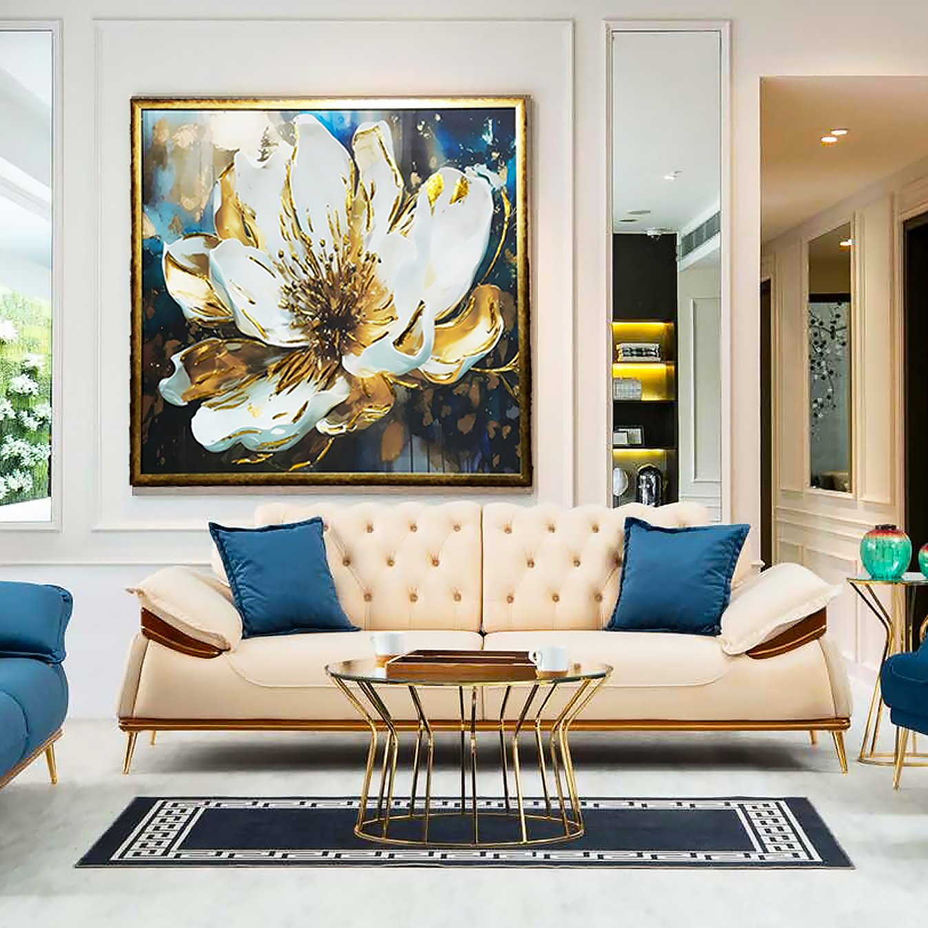 Lotus Çiçek Detay Doku İşlemli Kanvas Tablo I  I KZY-Çİ-2702 