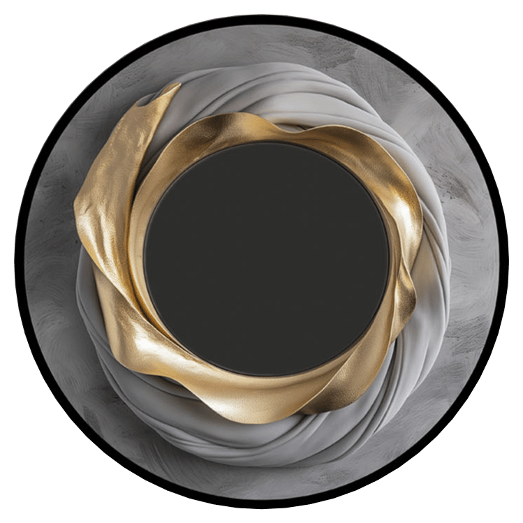 Sarmal Antrasit-Gold Detay Yuvarlak Tablo KZY-CDA-496