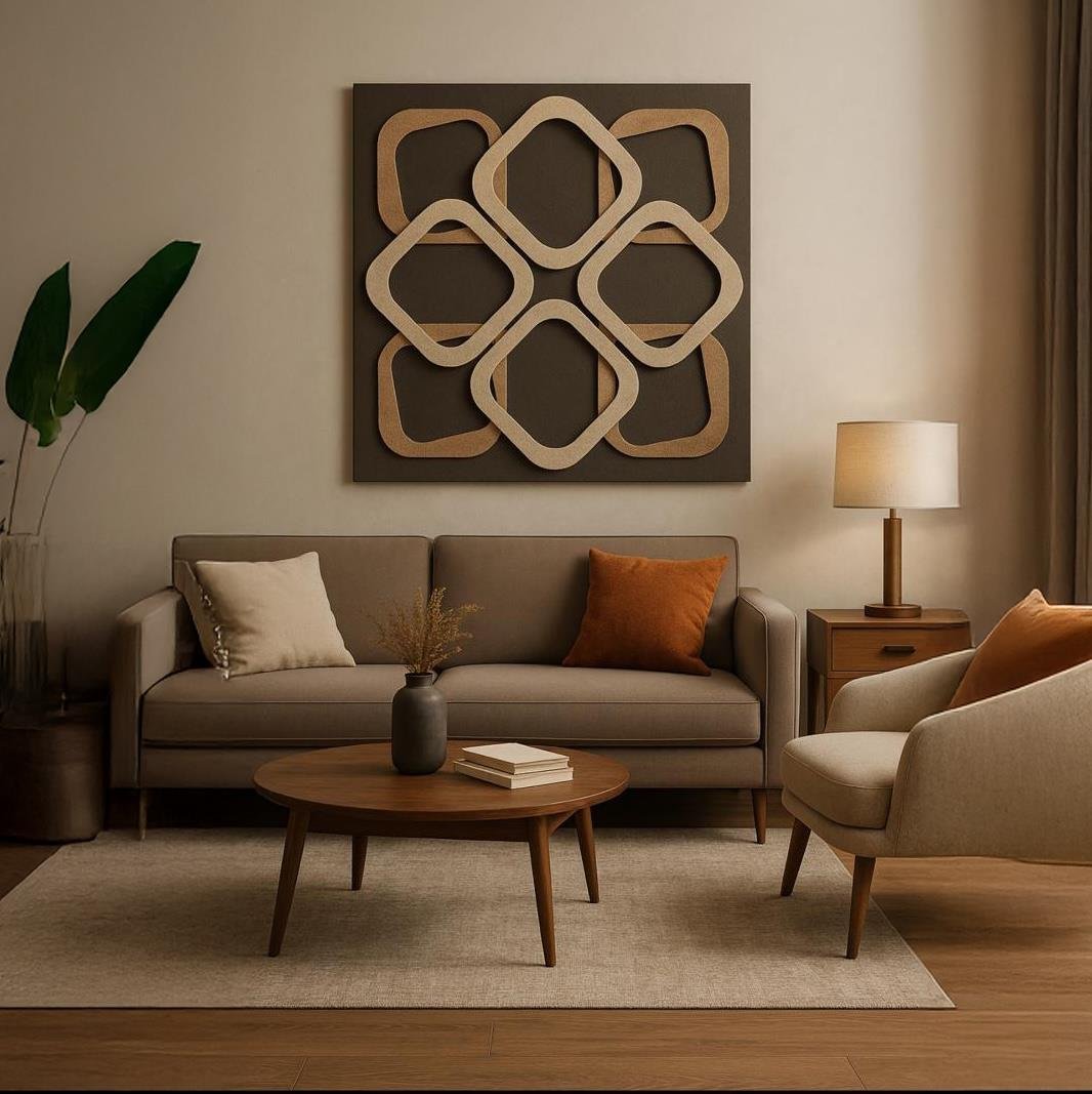 Soft Renk Geometrik Detay Kabartmalı Duvar Aksesuarı I KZY-EXC-492