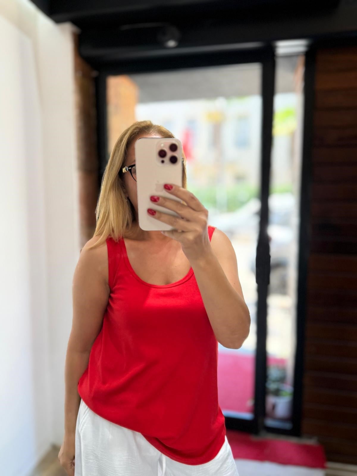 Kalın Askı Basic Tişört Kırmızı