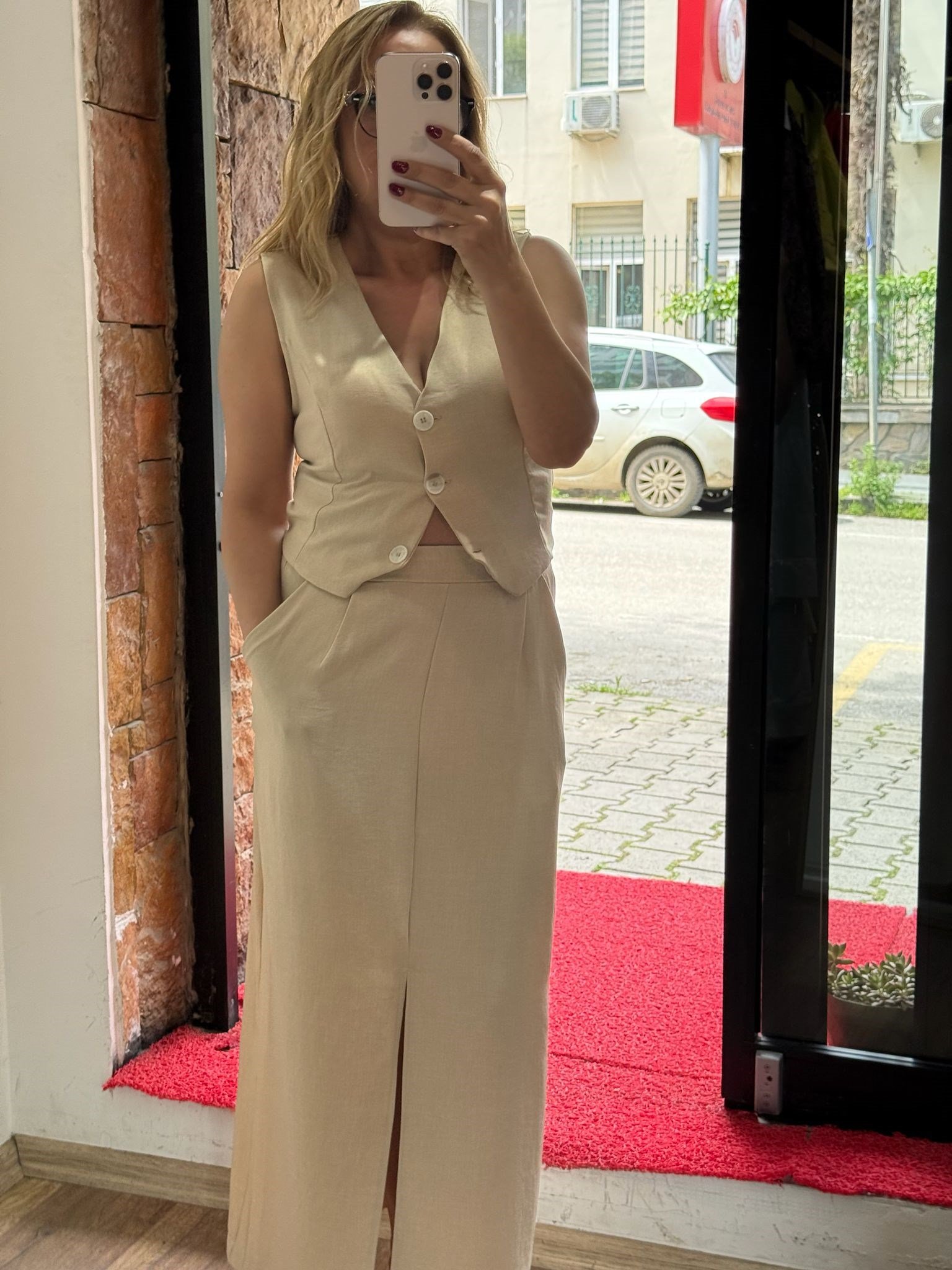 Keten Etek Yelek Takım Taş 