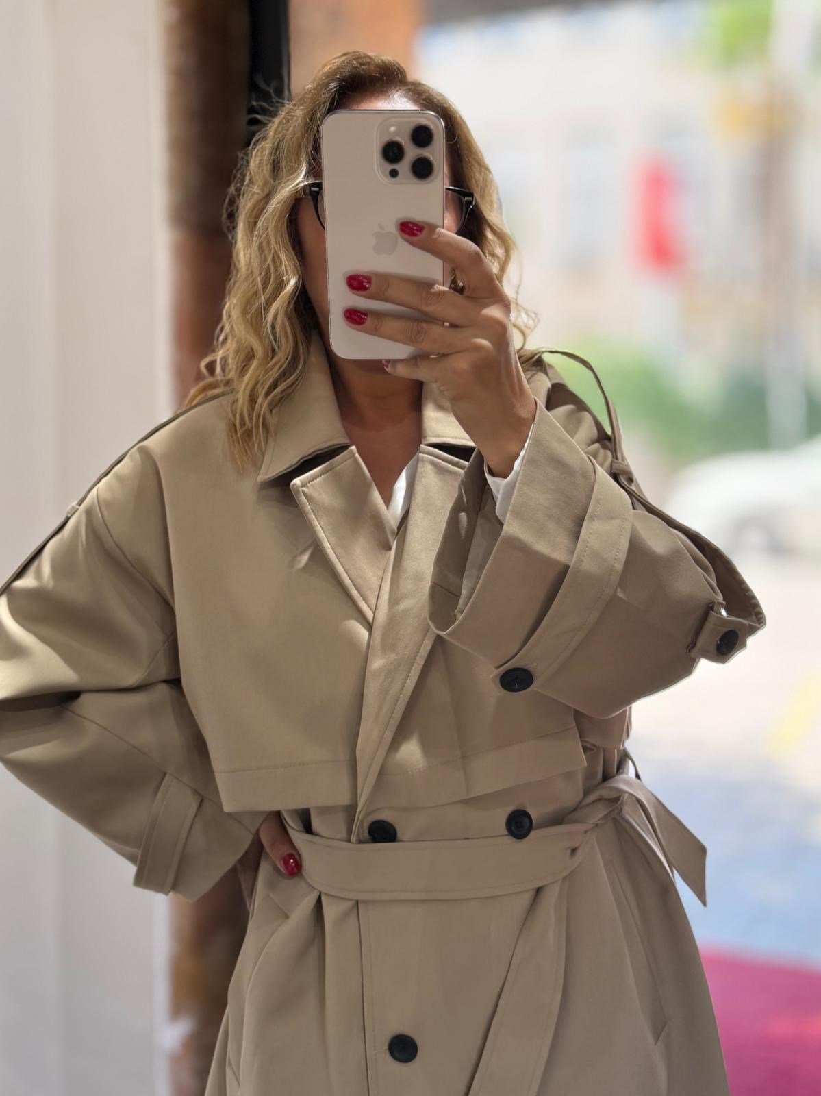 Premium Apoletli Poliviskon Trench Camel